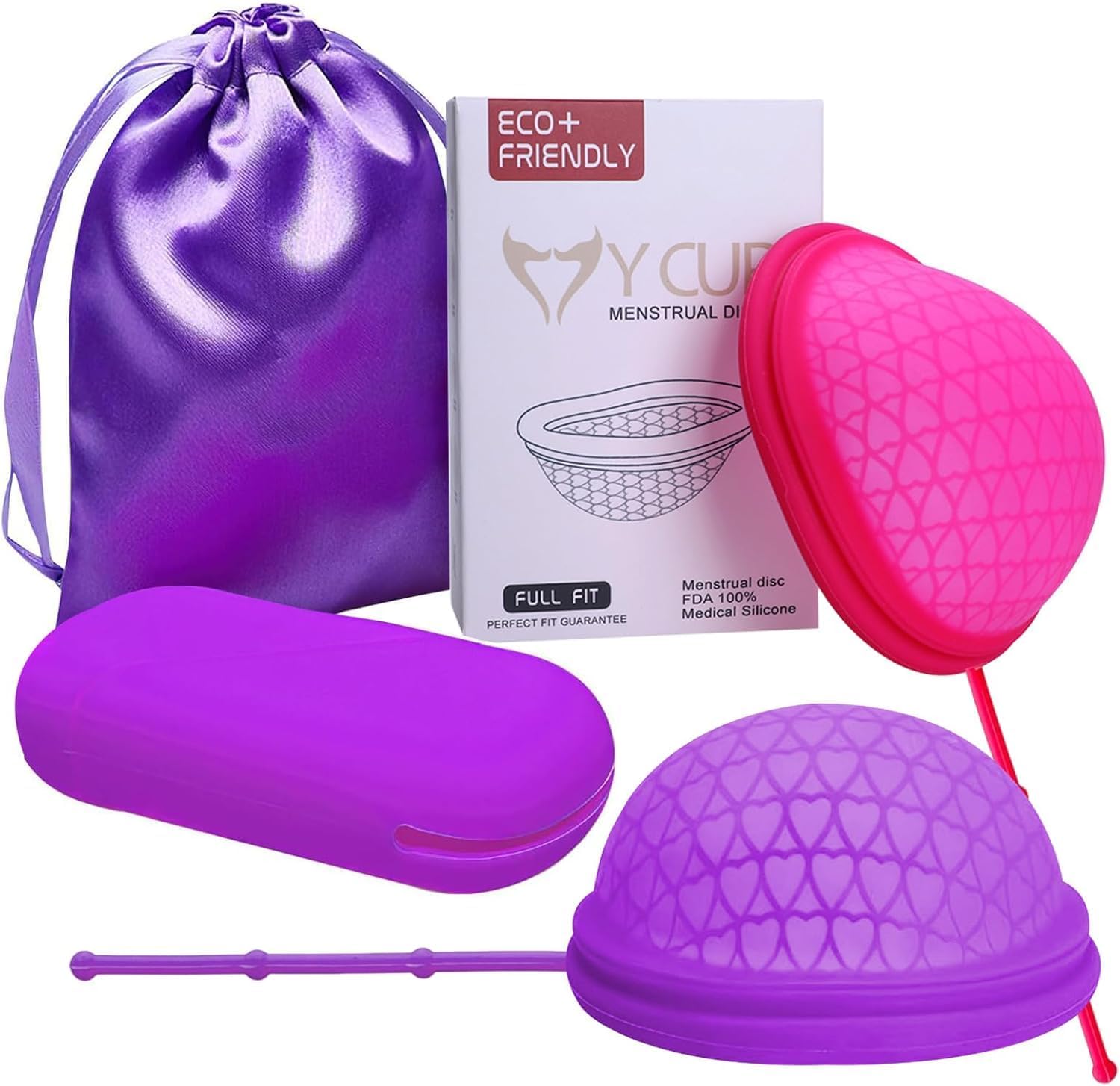 Asheyya Menstrual Disc, Reusable Period Disc, Medical-Grade Silicone Flat-Fit Cup, Soft & Comfortable Menstrual Pad Alternatives for Women (S+L)