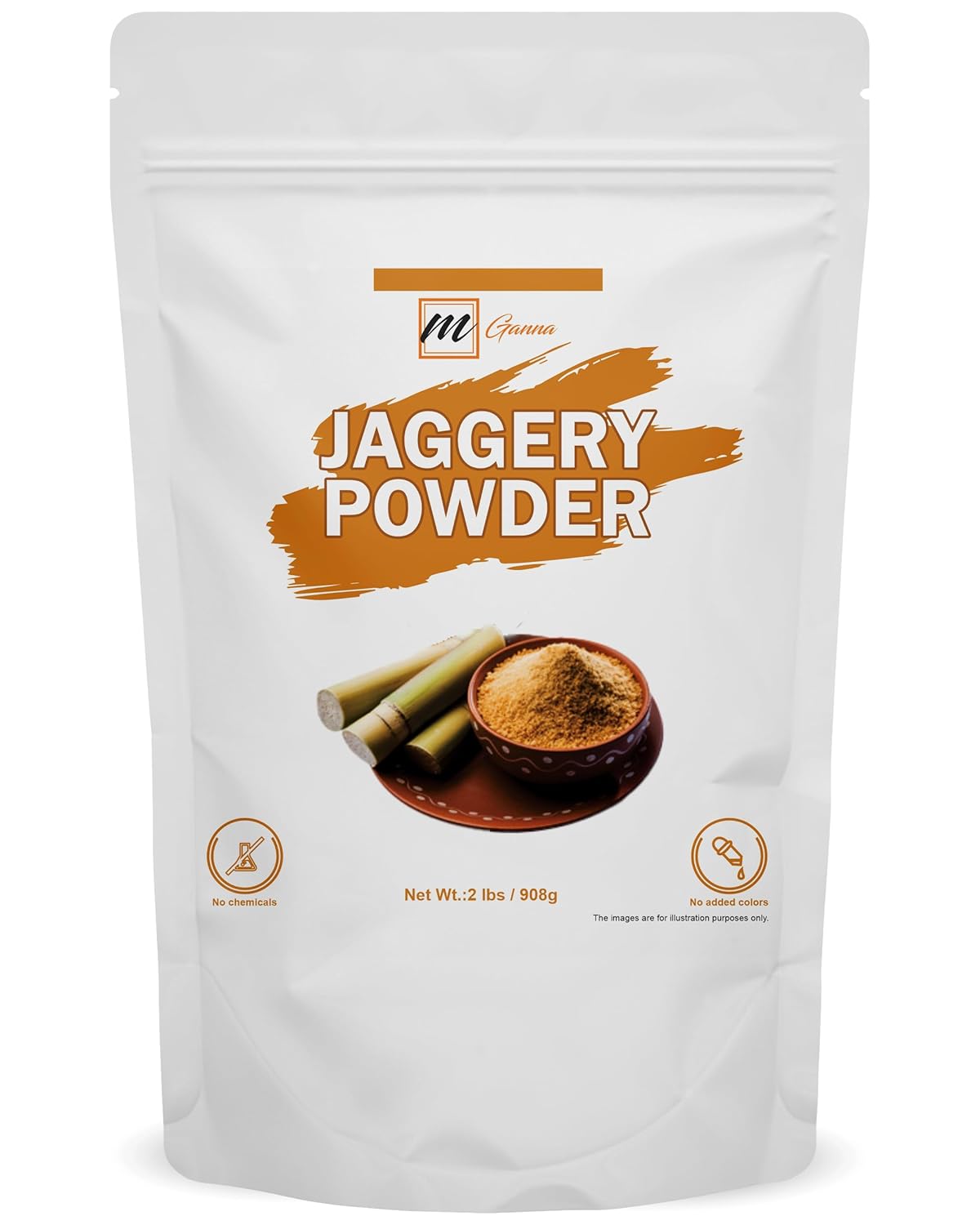 mGanna 100% Jaggery Powder as alternative for Natural Sweetner Food Recepies 908 g / 2 lbs