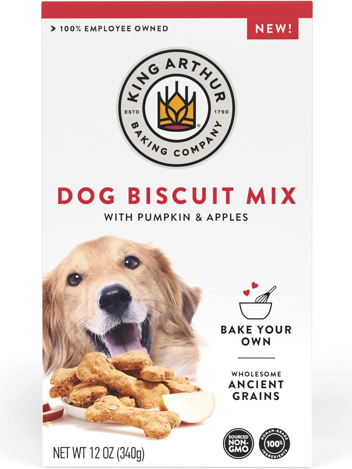 King Arthur Dog Biscuit Mix, Pumpkin & Apple, Homemade Dog Treats, 12oz