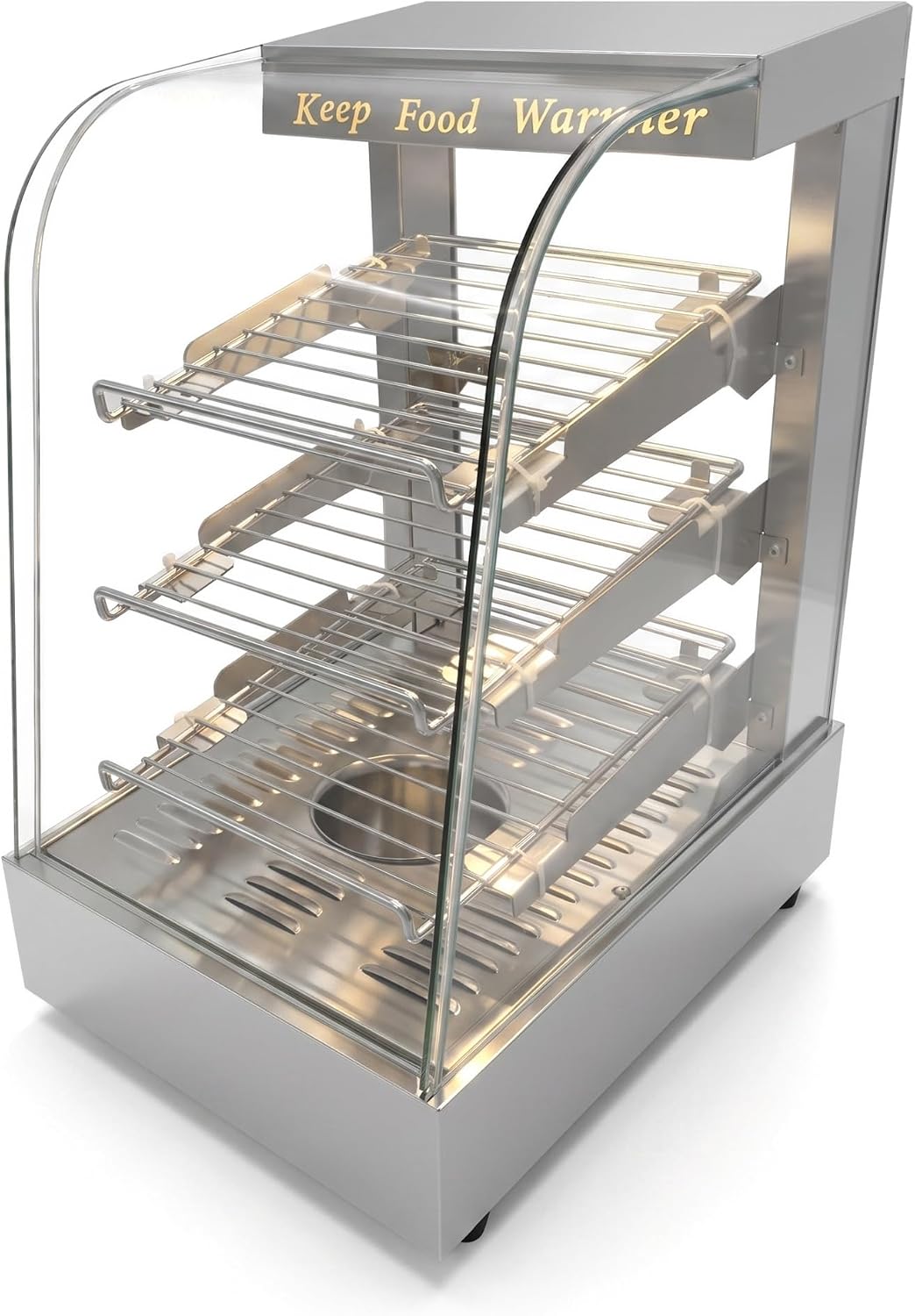 Countertop 15" Food Warmer Display Case 3 Shelf Hot Warming Showcase with Sliding Door and Water Tray,Commercial (15"(Silver))
