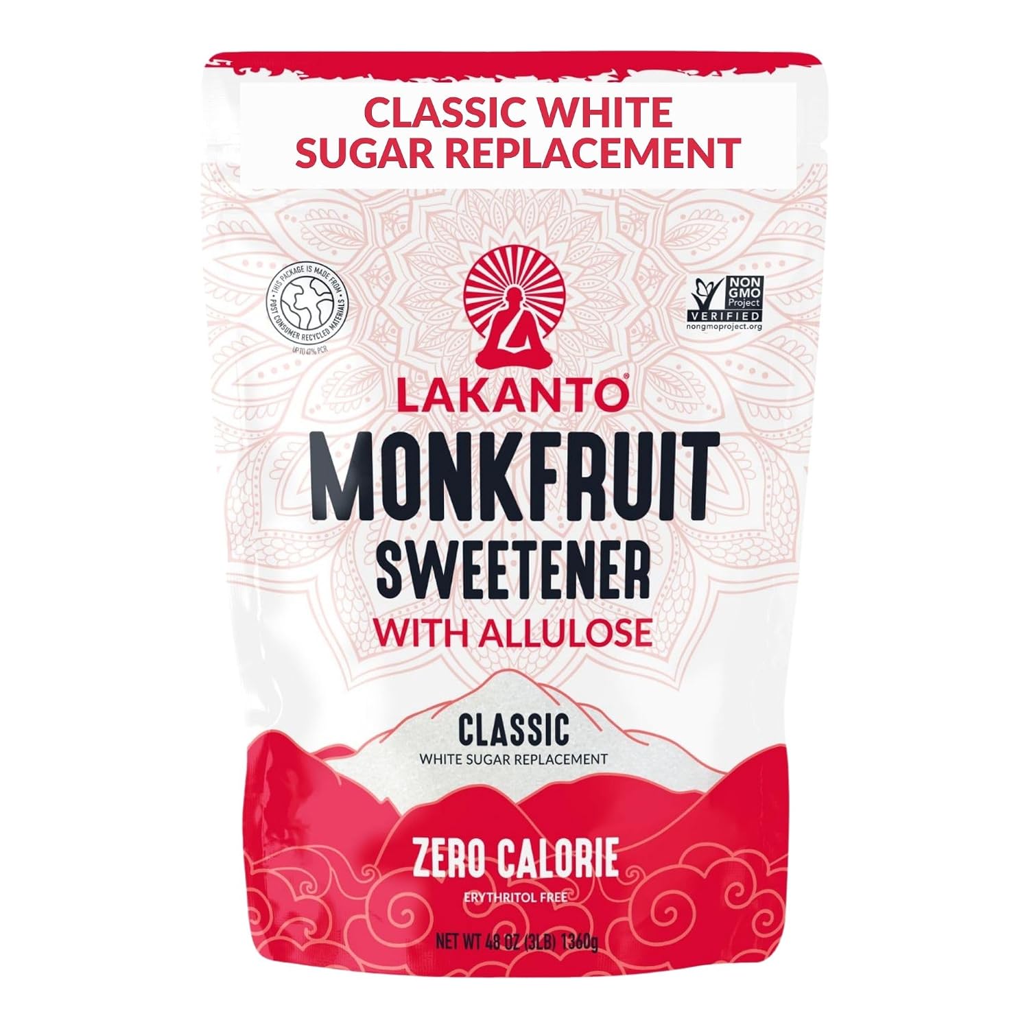 Lakanto Classic Monk Fruit Sweetener with Allulose, Classic White, 3 LB