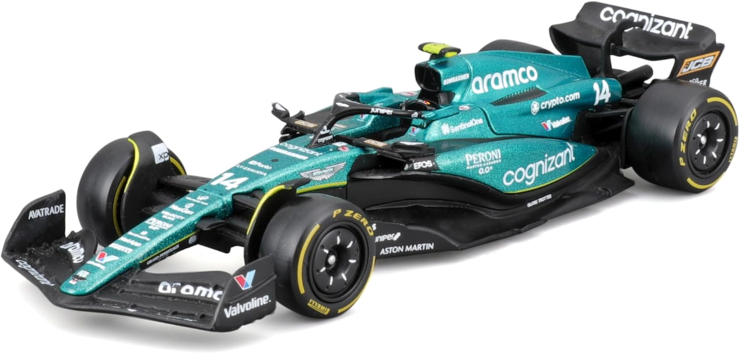 Bburago Formula 1 F1 Asto Martin AMR 23 Alonzo (2023) - 1:43 Scale - In credibly Detailed Die-Cast Replica Collectible Race Car, Blue