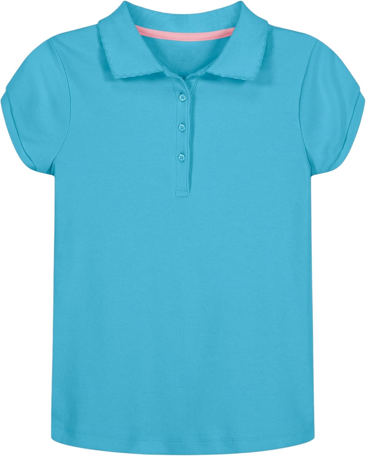 Nautica Girls' School Uniform Short Sleeve Polo Shirt, Button Closure, Soft Pique Fabric