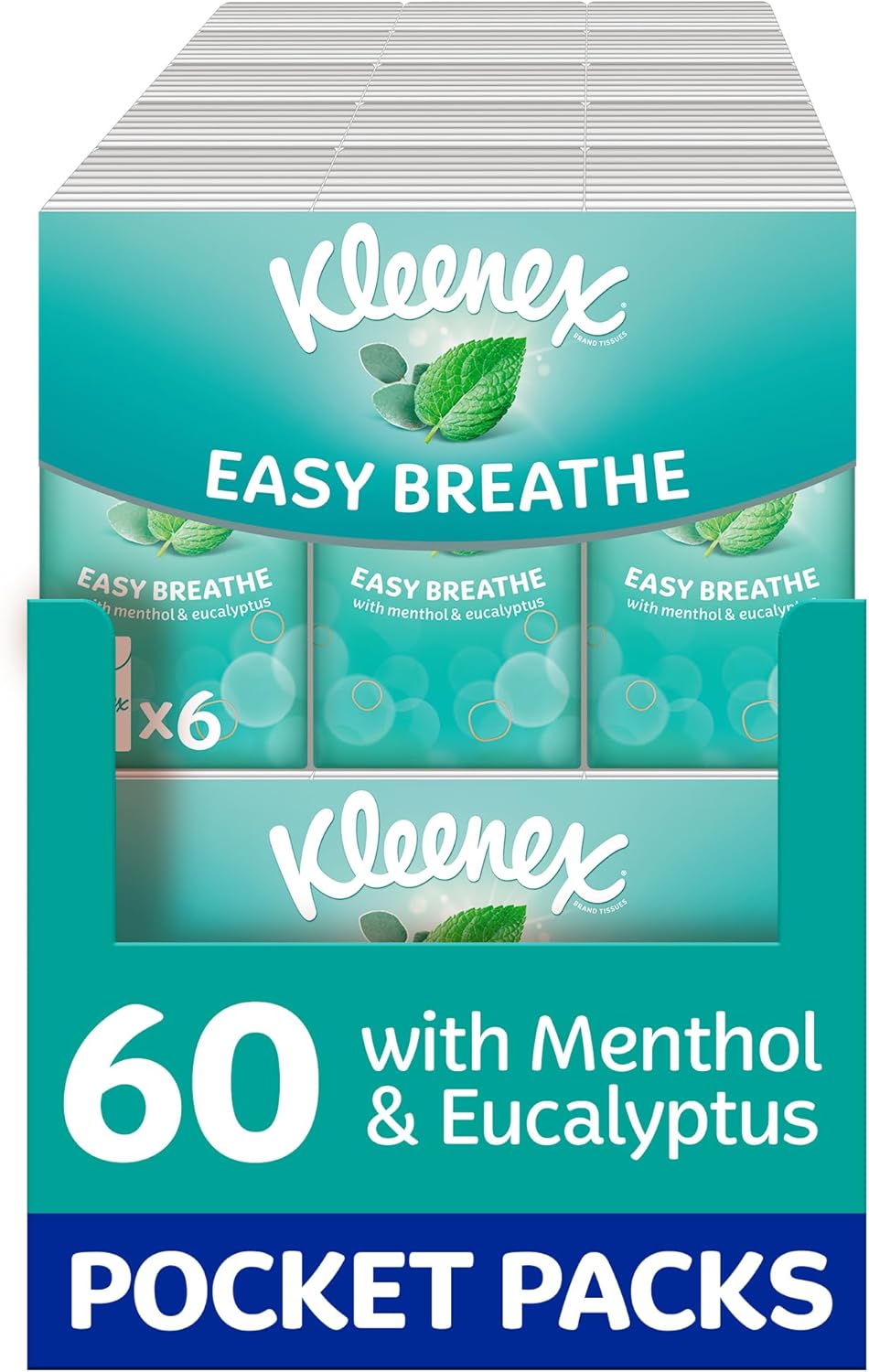Kleenex® Easy Breathe Travel Pocket Tissues - Natural Menthol and Eucalyptus - 60 Pocket Packs