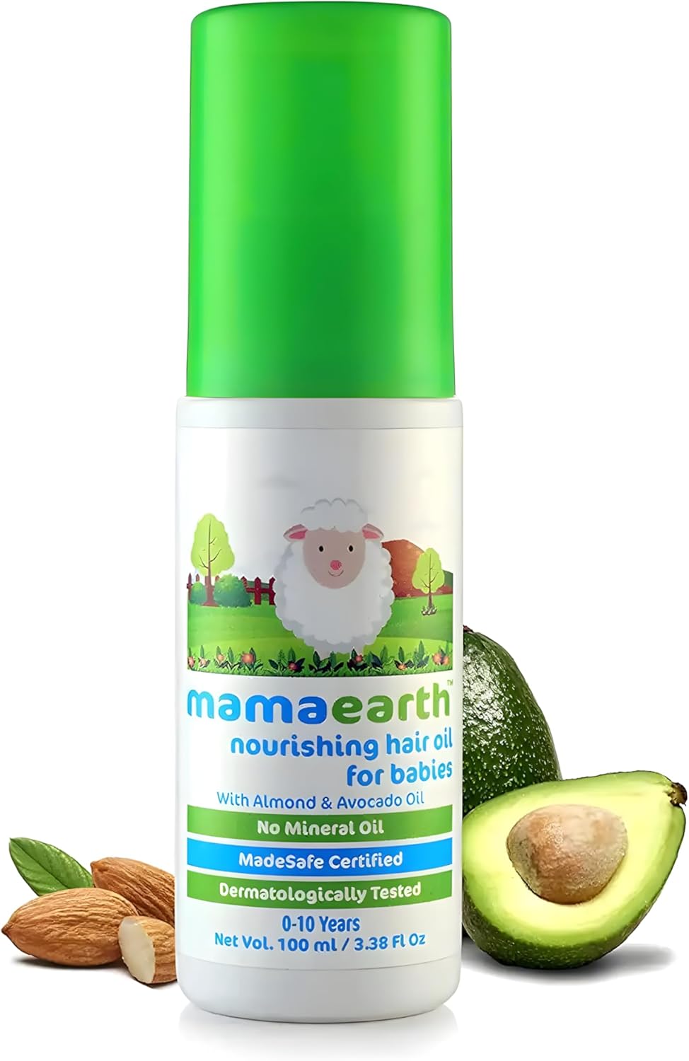 Mamaearth Nourishing Baby Hair Oil | Gentle Natural Moisturiser for Dry Scalp & Cradle Cap | Avocado & Almond Oil Enriched | Baby-Safe, Mineral Oil-Free | 100ml