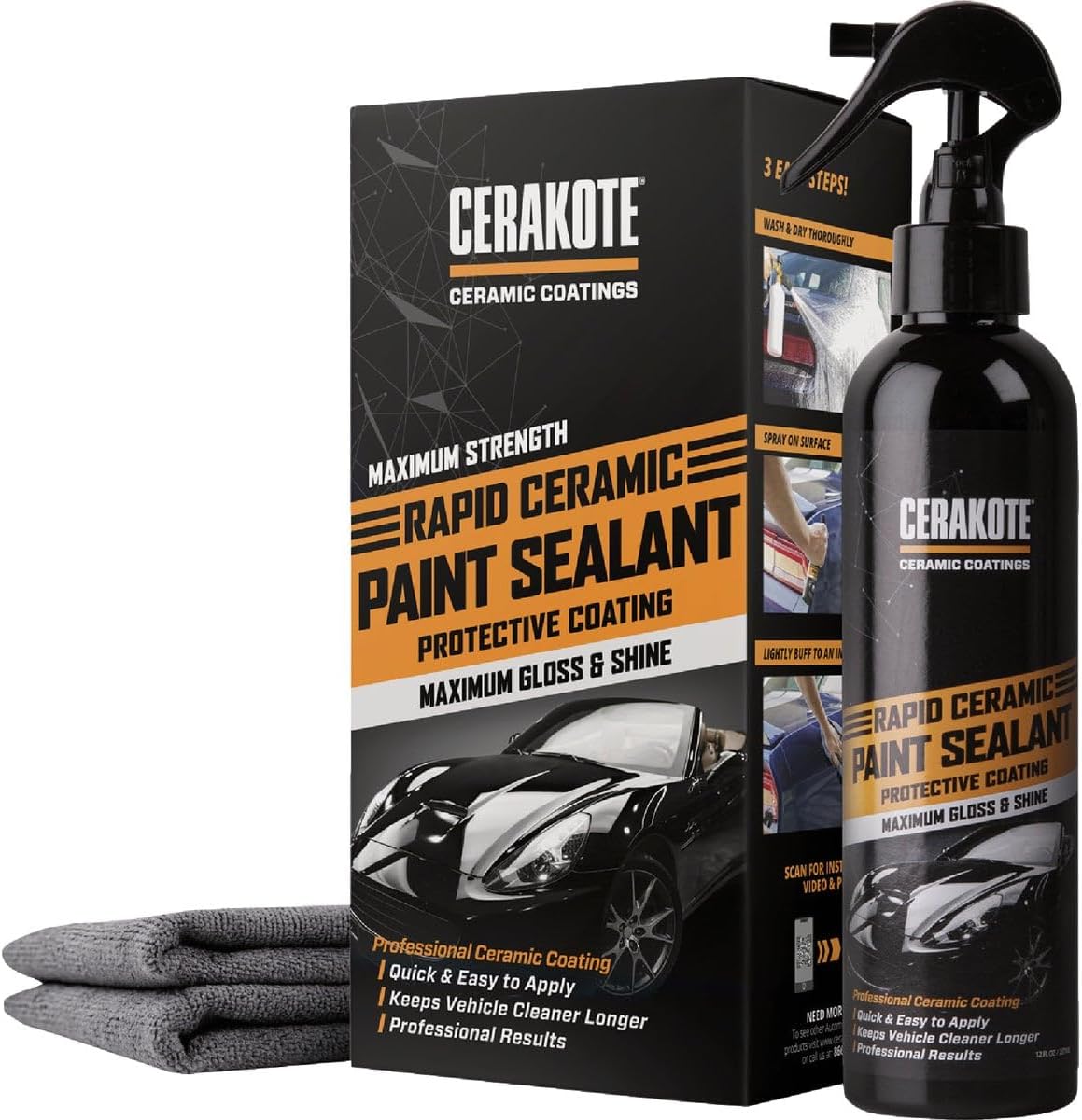 CERAKOTE® Platinum Rapid Ceramic Paint Sealant Spray (14 oz.) - Maximum Gloss & Shine – Extremely Hydrophobic – Unmatched Slickness - Ceramic Spray Coating - 50 Wash Rating