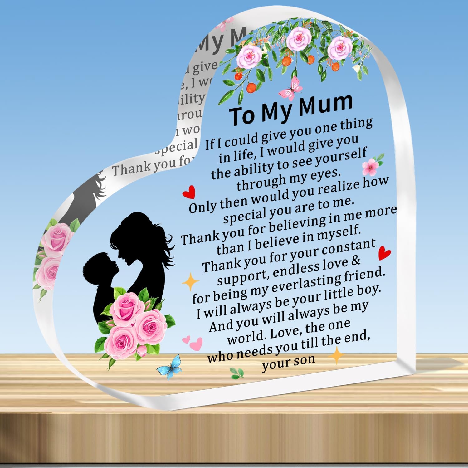 JMIMO Mum Gifts from Son, Mum Birthday Gifts,To My Mum Acrylic Plaque Mum Gifts Christmas Mothers Day Birthday Gift Best Mum Present