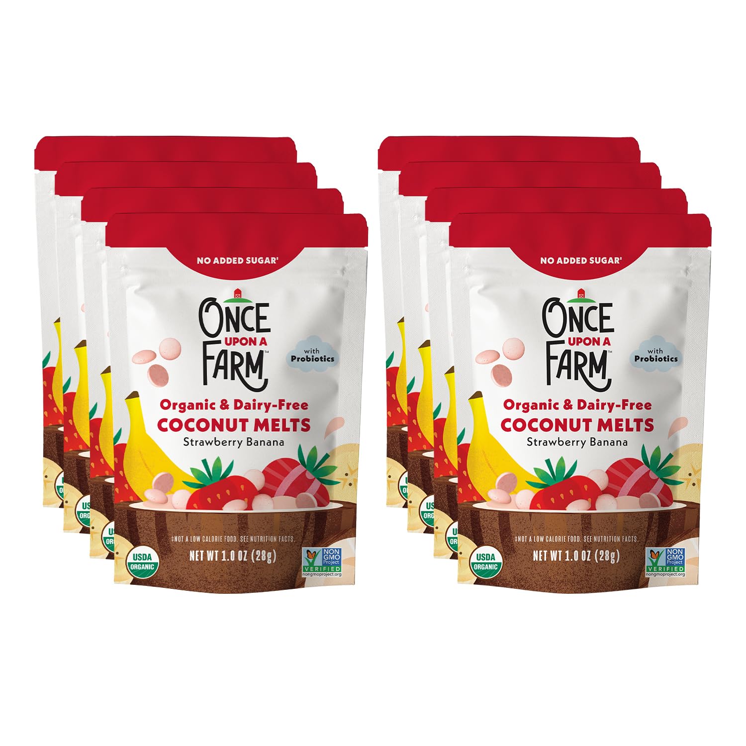 Once Upon A Farm Strawberry Banana Coconut Melts with Probiotics, Organic, Dairy Free, 1 Ounces (Pack Of 8)