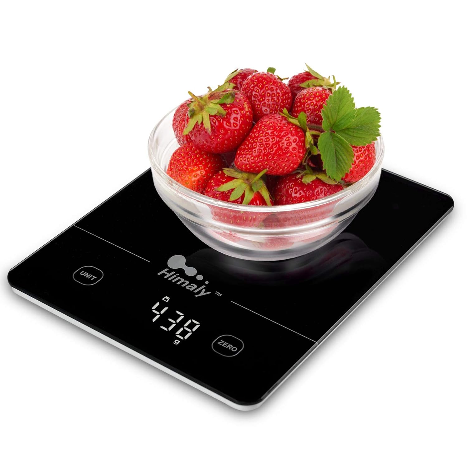 Himaly Digital Kitchen Scales Food Scale with Tempered Glass Platform,Electronic Cooking Scale with LCD Display, Multifunction Weighing Scale for Baking, Tare Function, 5kg/11LB