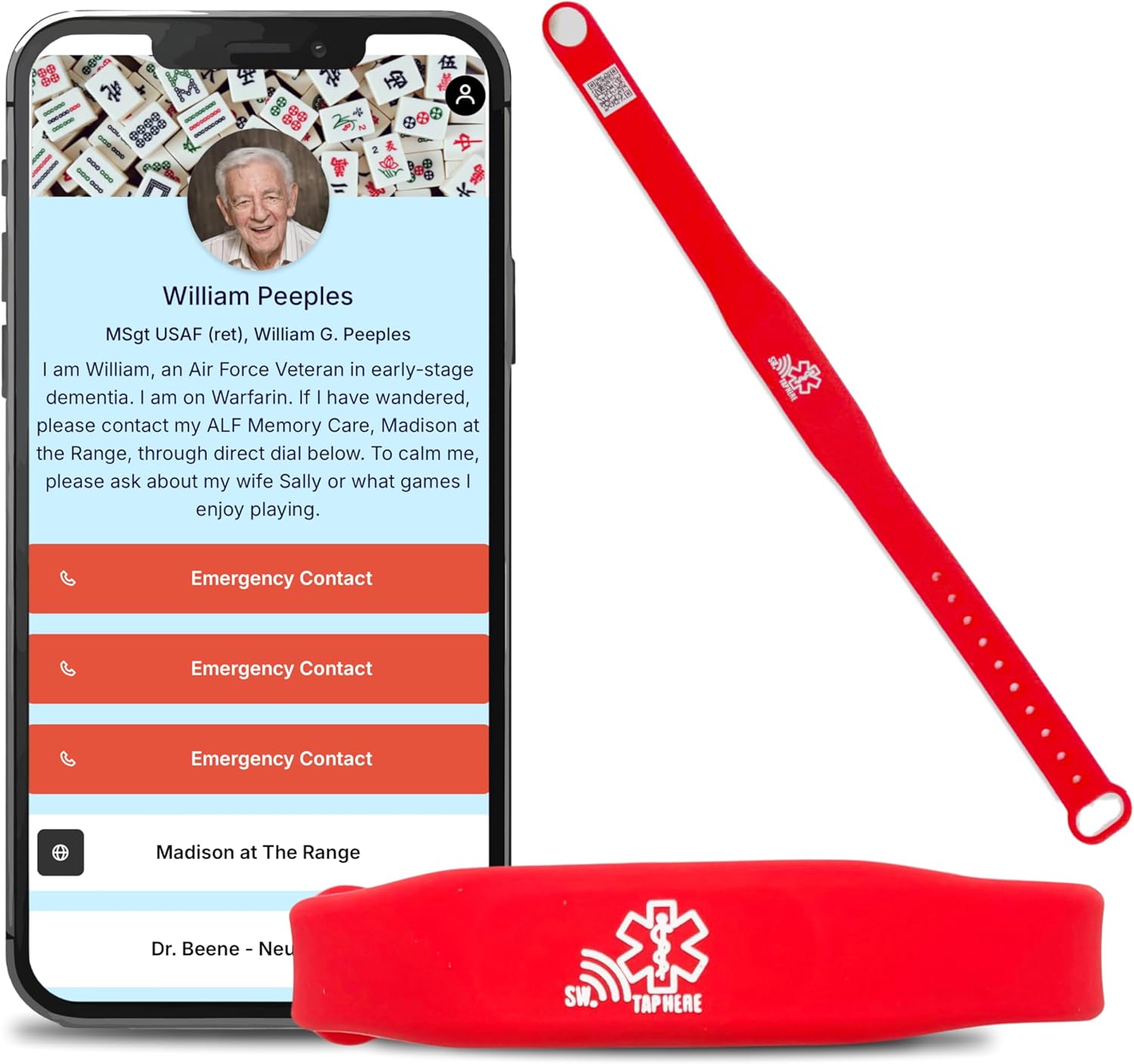 Medical Alert Bracelet, NO SUBSCRIPTION Medical ID Smart Bracelets for Women & Men, FREE Editable Digital Profile, Silicone and Waterproof, No charging or batteries