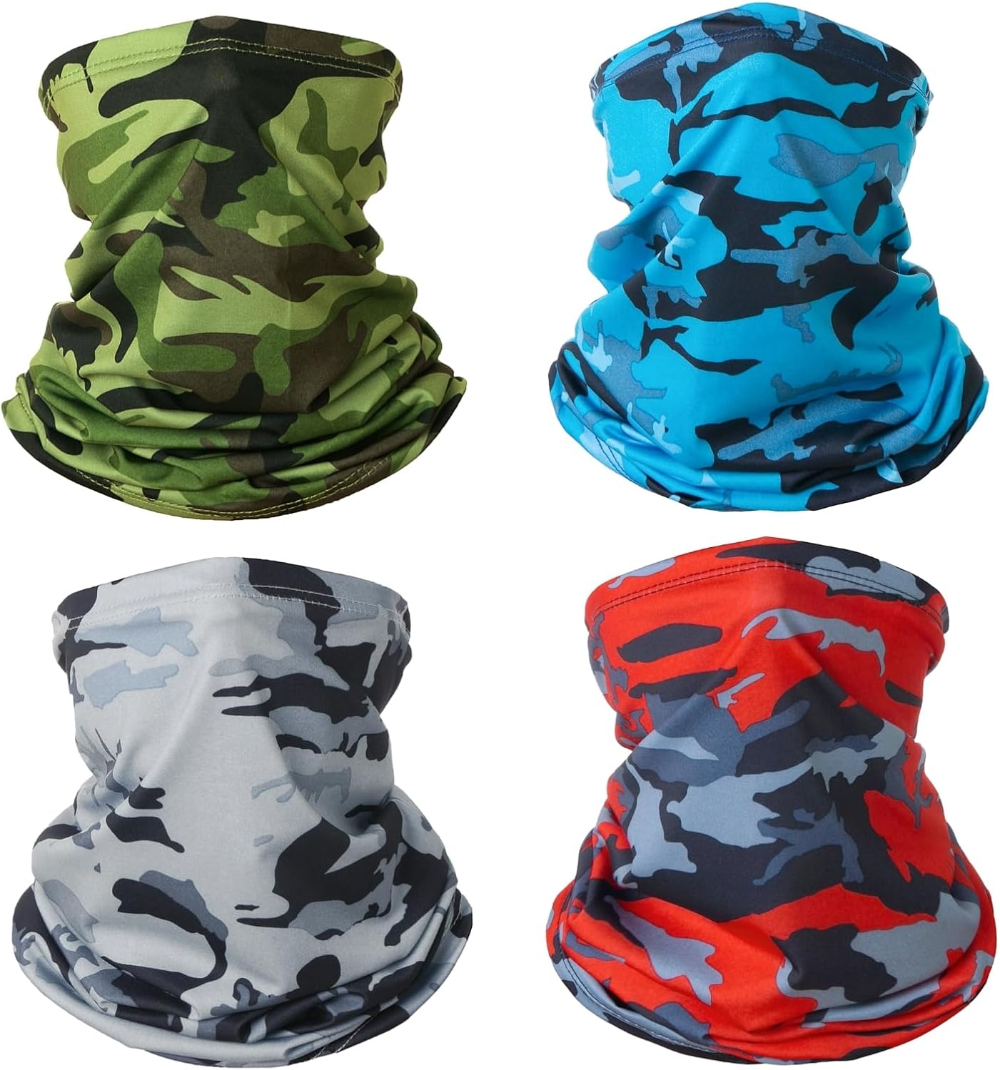 KEYRI 4 Pcs Bandana Neck Warmer Ski Snood for Men Women Multifunctional Headwear Scarf Face Mask Elastic Neck Gaiters Windproof UV Resistence Headband Snood for Outdoor Sport Hiking Cycling