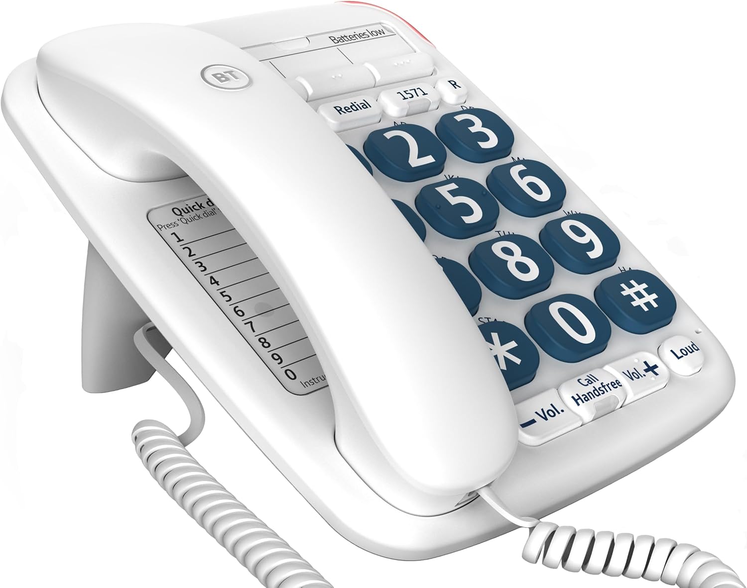 BT Big Button 200 Corded Landline House Phone, Home Phone, Elderley Friendly Big Buttons, Hearing Aid Compatible, Amplified Speech, Handsfree