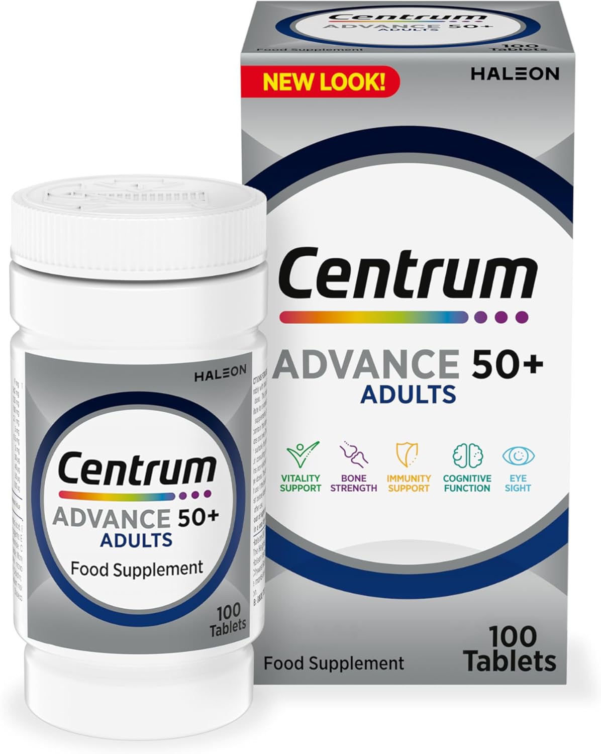 Centrum Advance 50+ Tablets Multivitamin & Mineral Supplements, with 24 essential nutrients, including vitamin D, C, Zinc, 100 ct