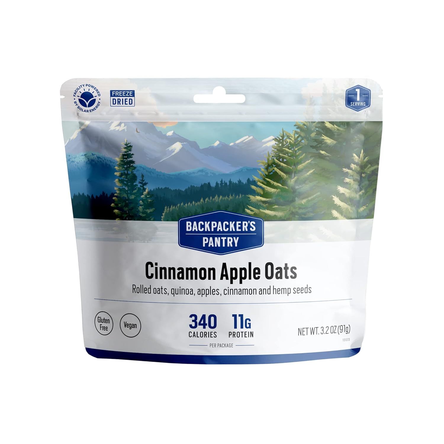 Backpacker's Pantry Cinnamon Apple Oats - Freeze Dried Backpacking & Camping Food - Emergency Food - 11 Grams of Protein, Vegan, Gluten-Free - 1 Count