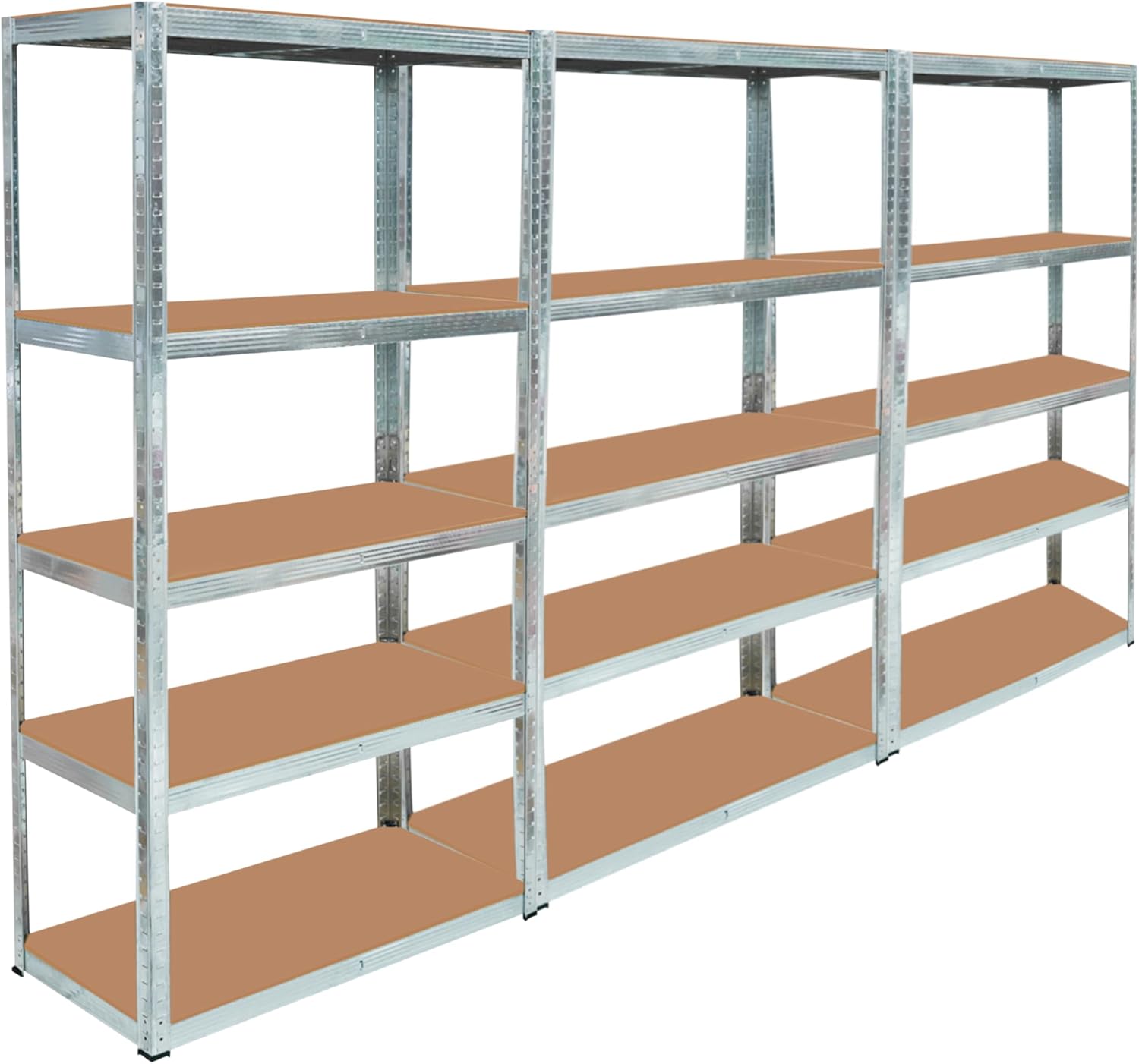 Crystals 3 X Heavy Duty 5 Tier Garage Shelving Units | Metal Shelving Unit with 175kg UDL Per Shelf | Garage Racking & Storage Solution, Metal Racking Shelving for Shed, Garage & Workshop 180x90x40cm