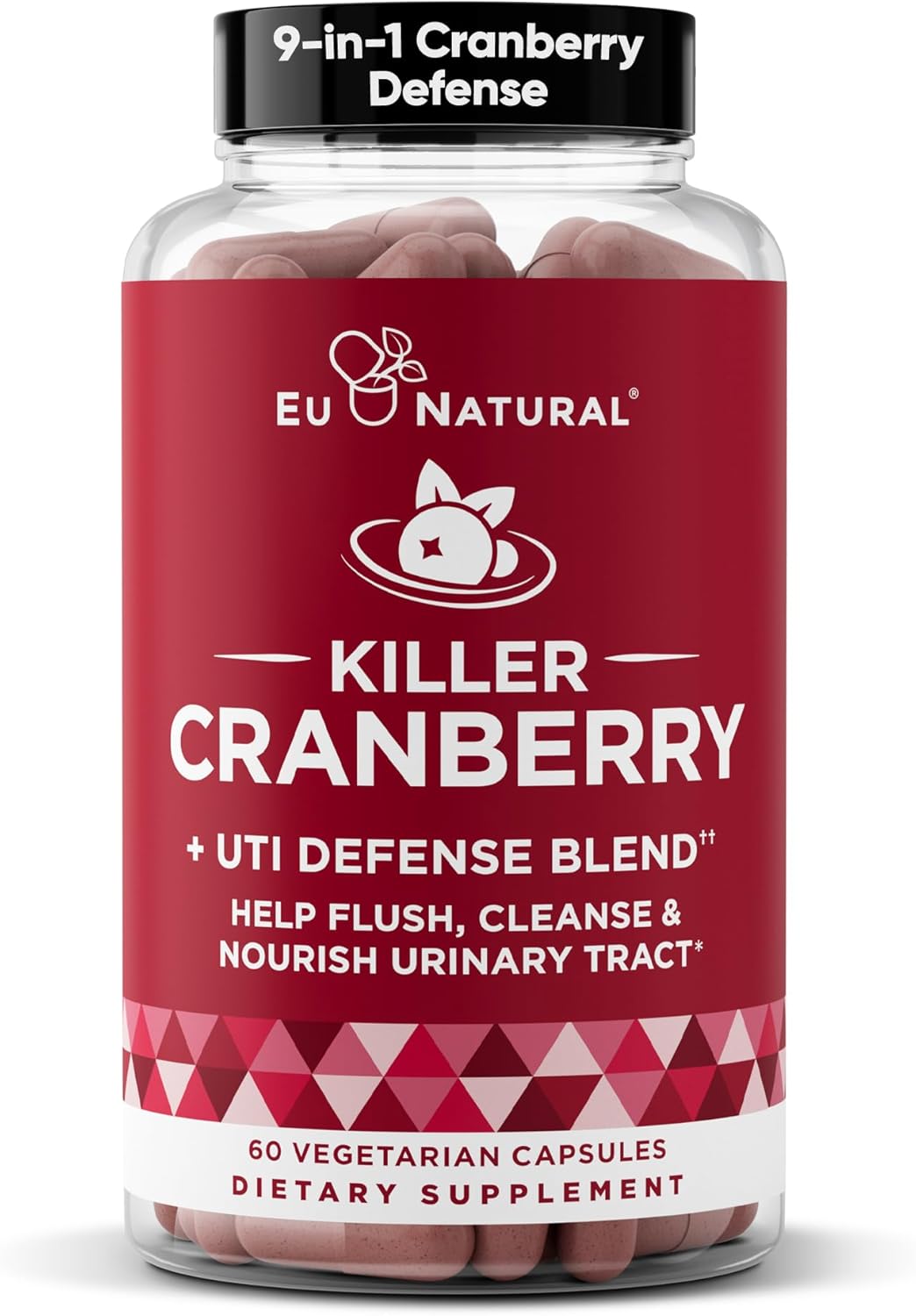 9-in-1 Killer Cranberry Pills for Women – UTI Defense Blend with Clinically Studied Ingredients – 9 Extract Urinary Tract Supplement – Pine Bark, Propolis, Vitamin D & More – 60 Fast-Acting Capsules