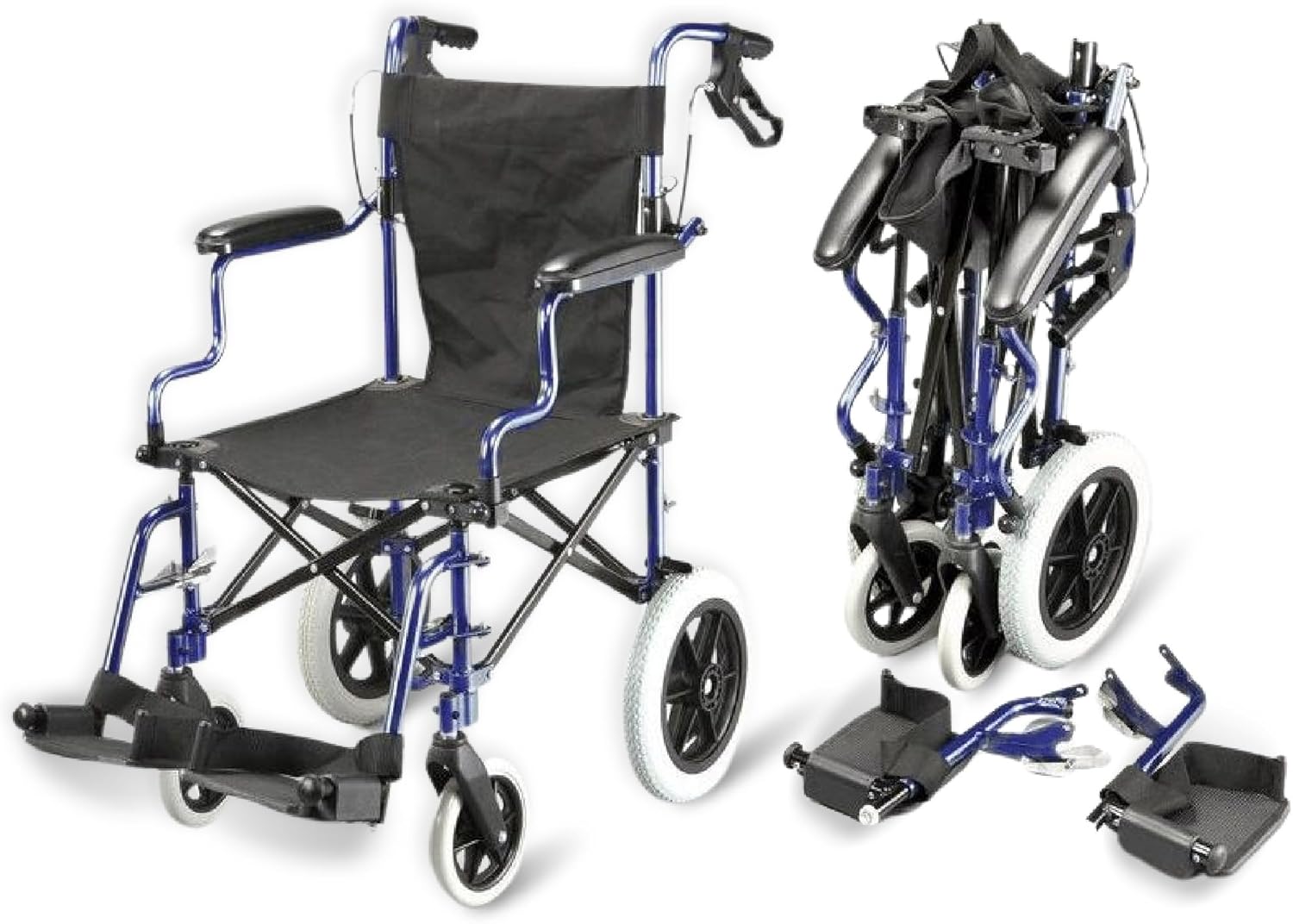 Lightweight Deluxe Folding Transit Travel Wheelchair in a Bag with handbrakes ECTR04