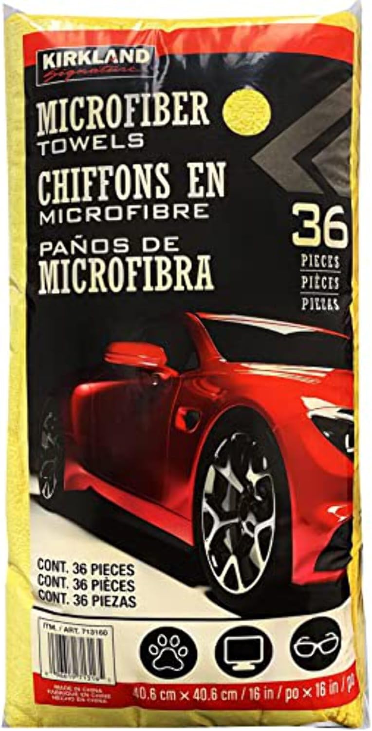 Kirkland Signature 713160 Ultra Plush Microfiber Towels 36 Pack, Yellow, H 40.6 x W 40.6 cm