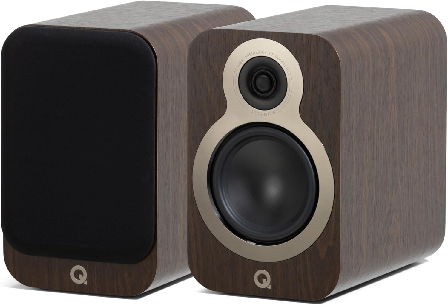 Q Acoustics 3020c Bookshelf Speakers Pair Claro Walnut - 2-Way Reflex Enclosure Type, 4.75" Bass Driver, 0.9" Tweeter - Stereo Speakers/Passive Speakers for Home Theater Sound System