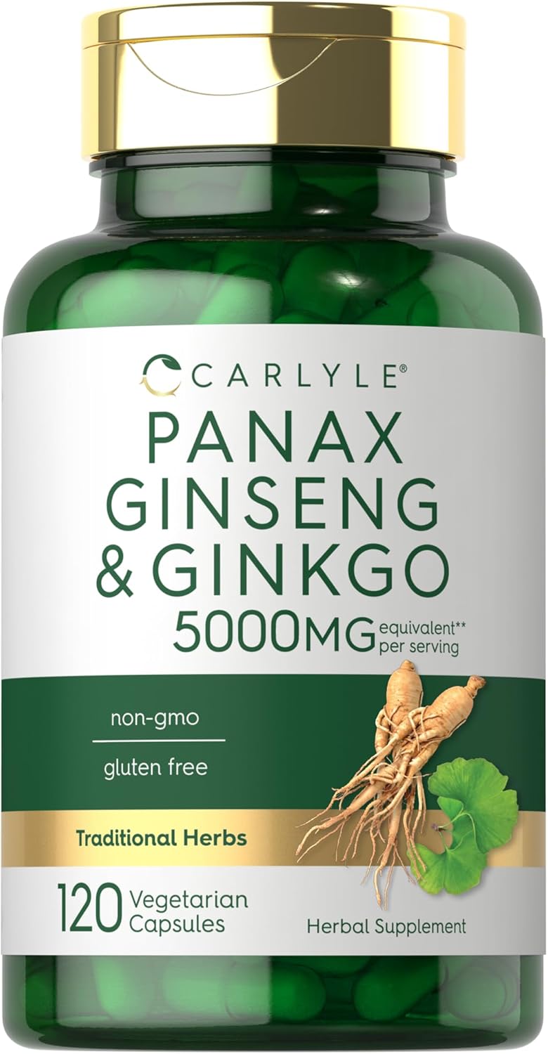 Carlyle Panax Ginseng & Ginkgo | 120 Vegetarian Capsules | Non-GMO & Gluten Free Supplement