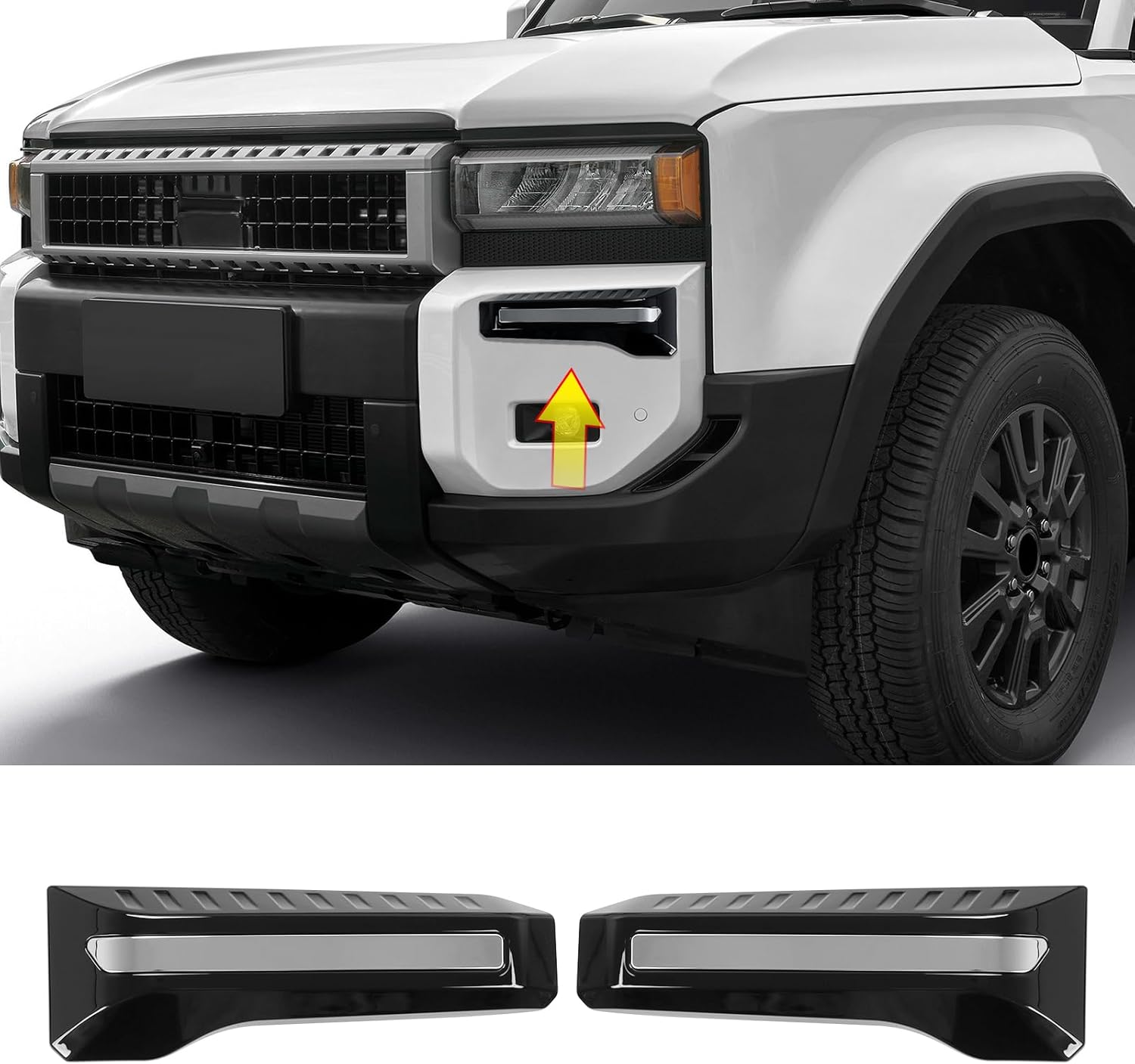 2 Pcs Front Fog Light Trim Strip Cover for 2024 2025 Toyota Land Cruiser 250 1958 Prado Lc250 J250 Trim Strip of Front Bumper Exterior Modification Accessories
