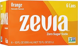 Zevia Zero Calorie Soda, Orange, 12 Ounce Cans (Pack of 6)