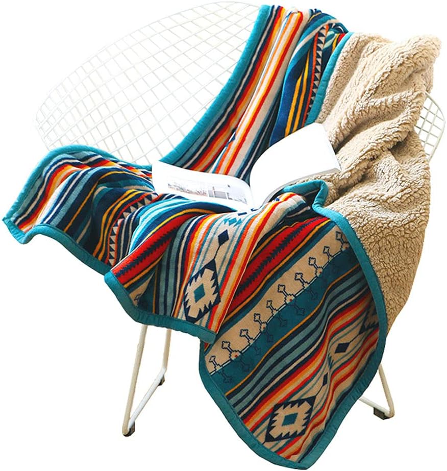 Hggzeg Coral Fleece Throw Blanket, Fluffy Soft Couch Blanket Warm Bed Blanket Colorful Stripe Pattern Travel Blankets for Bedroom Living Rooms Office 150x200cm