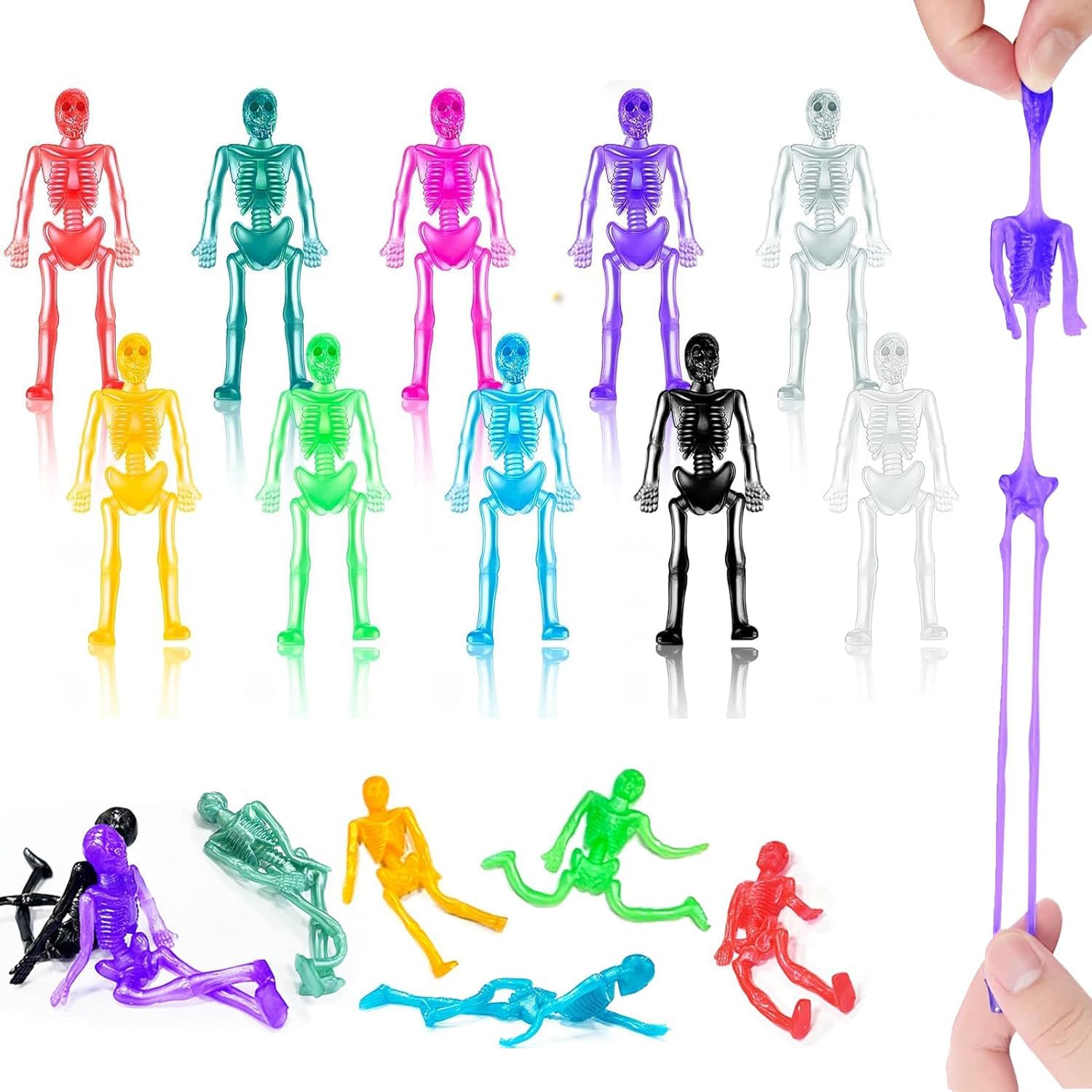 10 Pack Halloween Stretchy Skeletons, Halloween Stretchy Toys, Halloweens Gifts, Skeletons Toys Bulk Set Sensory Bendable Toys Party Favors for Kids Halloweens Birthday Gift Classroom Game Prizes