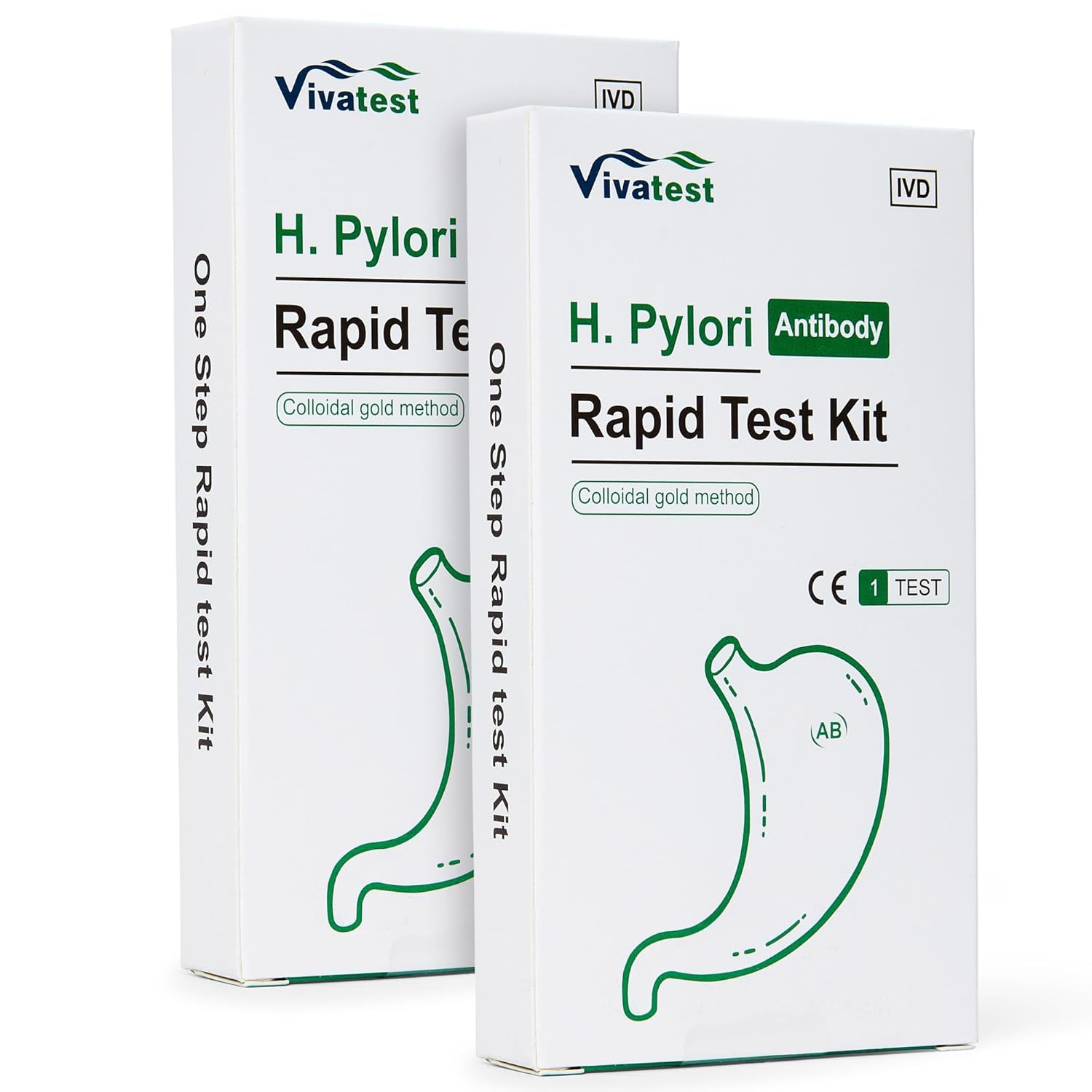 H Pylori Test Kit for Home Use - Quick 10-Minute Helicobacter Pylori Kit with 98% Accuracy | Reliable Complete Stomach Ulcer Test of Gastrointestinal Issues with Antibodies | Viva Test (2 Pack)