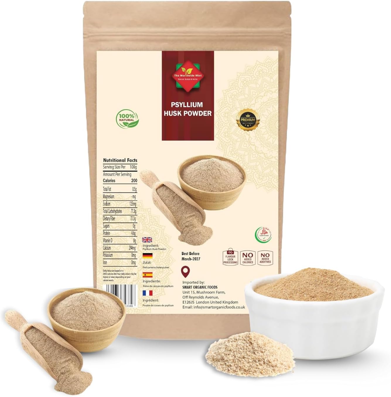 Psyllium Husk Powder 200g | 100% Pure & Natural | High-Fibre Cleanse Supplement | No Fillers, Vegan, Non-GMO | Digestive Support, Regularity & Weight Management