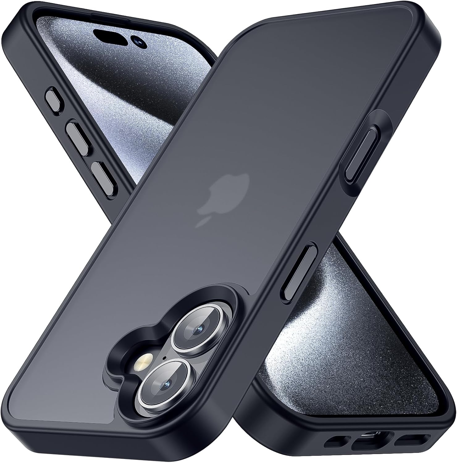 for iPhone 16 Case, Shockproof for iPhone 16 Phone Case, Military Grade Drop Protection, Protective Hard Back Slim Translucent Cover, Black