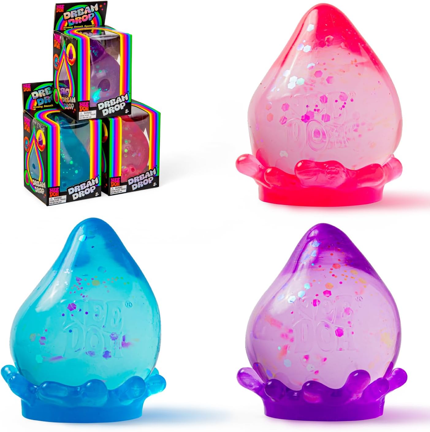 Schylling NeeDoh Dream Drop - Sensory Squeeze Toy with Dreamy Smooth Squeeze - 3" Tall - Color May Vary (Pack of 1)