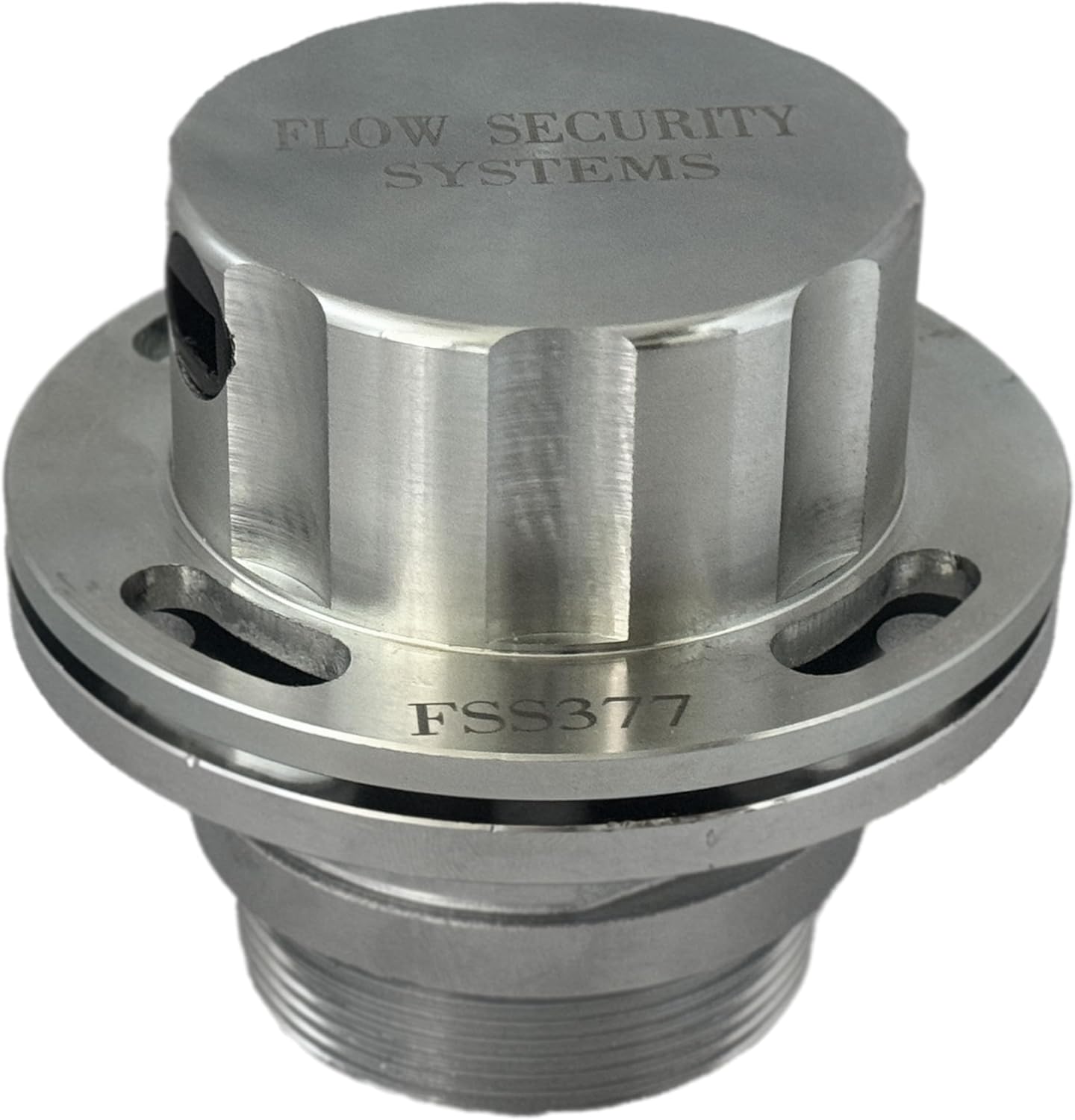 The Flow Security Systems Vented Locking Fuel Tank Cap | For Transfer Tanks & Above Ground Commercial Tanks | Prevents Theft & Fuel Vandalism | Secures Fuel Tanks | FSS 377M | Male 2" Std Thead