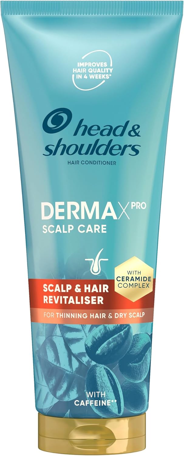 Head & Shoulders DermaXPro Revitaliser Lightweight Conditioner 220ml with Caffeine and Ceramide Complex. Moisturises Dry Scalp & Thinning Hair while Maintaining Dandruff Protection