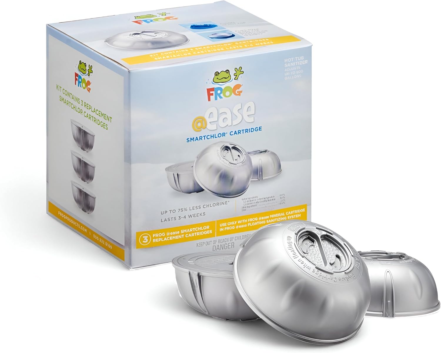 FROG @Ease Replacement SmartChlor Cartridge for use with Hot Tub FROG @Ease Floating System - Hot Tub Sanitizer System Supports Less Chlorine Use - 3 Pack