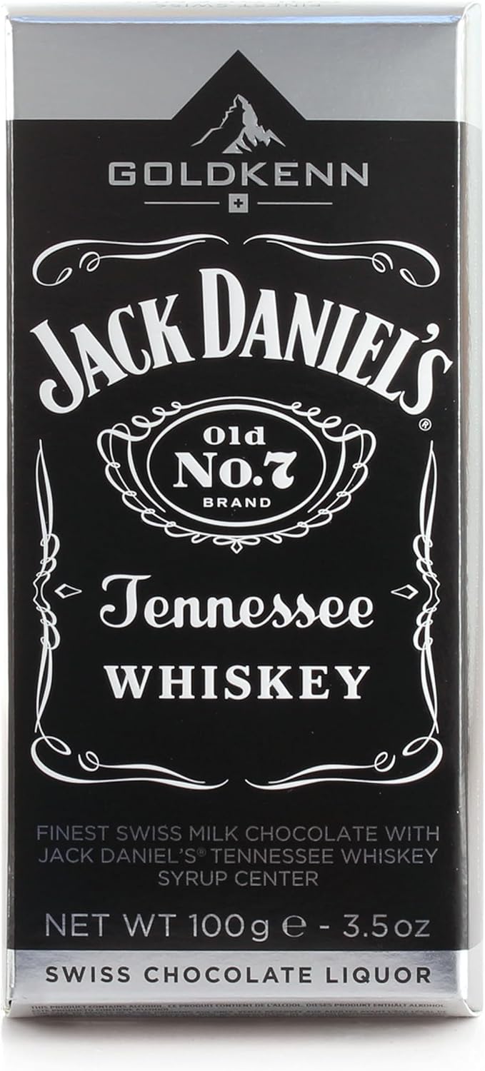 Jack Daniel's Swiss Milk Chocolate Liqueur Bars - 100g Goldkenn Chocolate | Gourmet Whiskey Liquor Chocolates