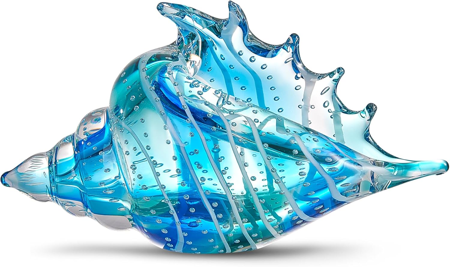 EUSTUMA Hand Blown Glass Conch Figurines Ornament,Sea Animal Ornament for Home Decor,Sea Animals Collection for Birthday Gift,Glass Seashell (Conch 2)