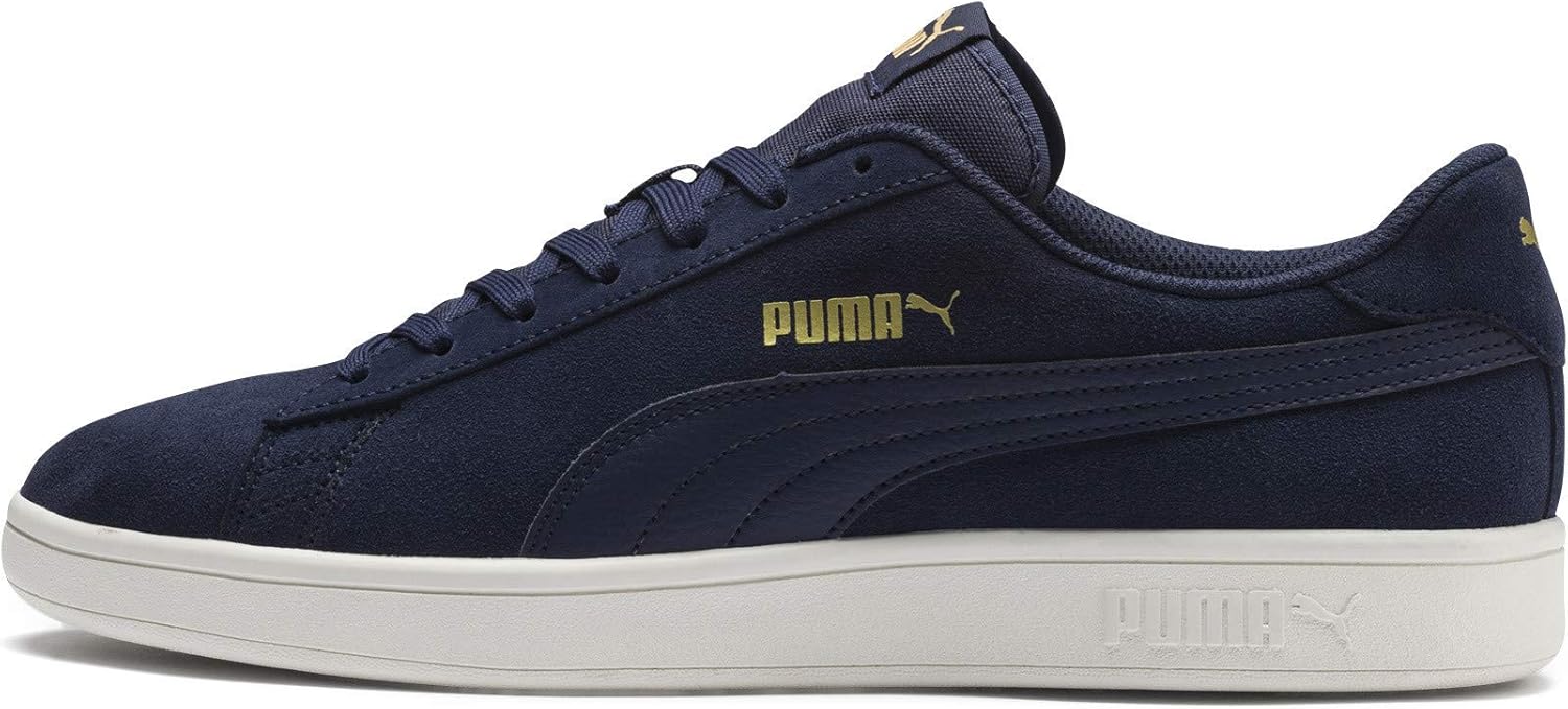 PUMA Unisex Smash V2 Trainers, Peacoat Team Gold-Whisper White, 6.5 UK
