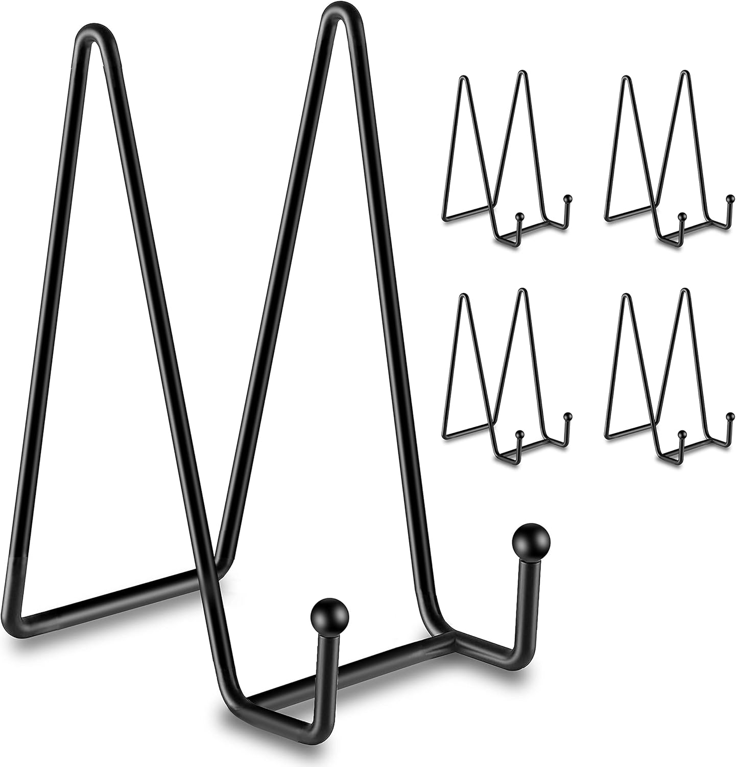 Hoewina 5 Pack 8 Inch Plate Stands for Display, Metal Frame Holder for Books, Pictures, Decorative Plates, Photos and Platters, Tabletop Art, Black