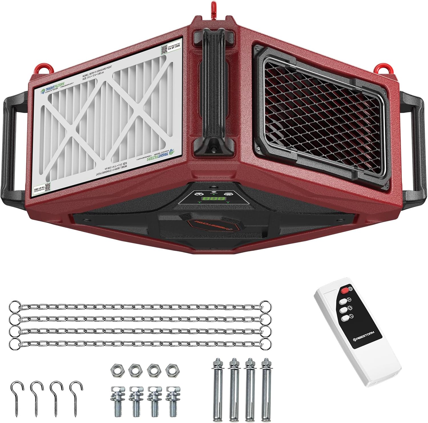 Abestorm 1080 CFM Intake Air Filtration System, 270 Degree Workshop Dust Collector with Remote Control, Ceiling Mounted for Woodworking Shops and Garage, 2-speed Adjustment, DecDust 1080