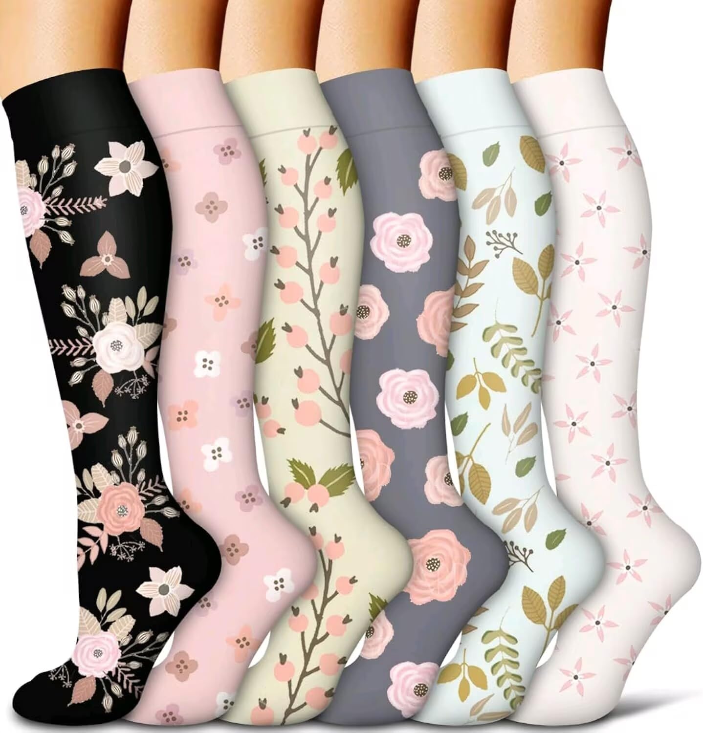 Compression Socks for Women and Men 15-20 mmHg 6 Pack Compression Stockings Circulation-Best Support for Medical,Running,Nursing,Athletic