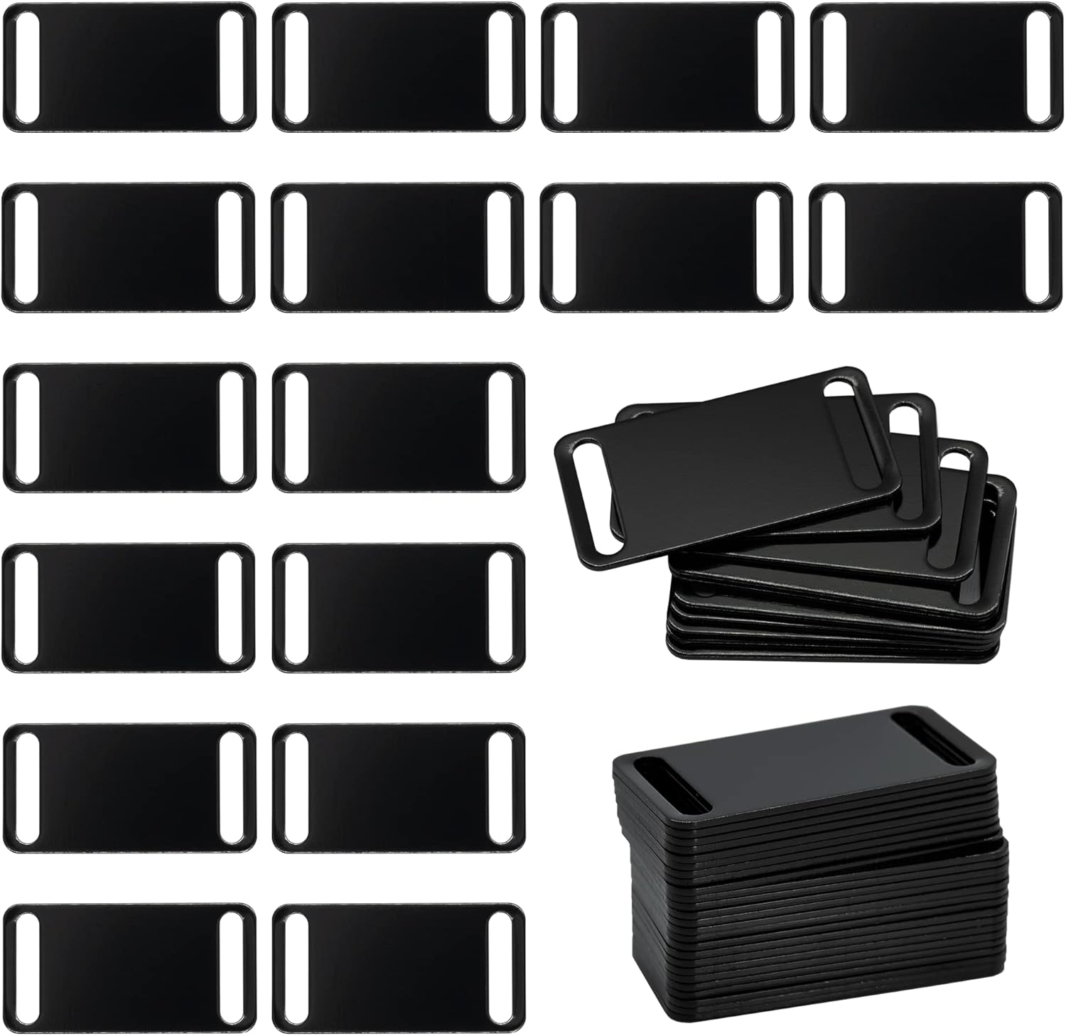 StayMax Aluminum Engraving Blanks Tags Stamping Blanks Tags Blank Dog Tag Pet ID Tag 25 Pieces (Black)