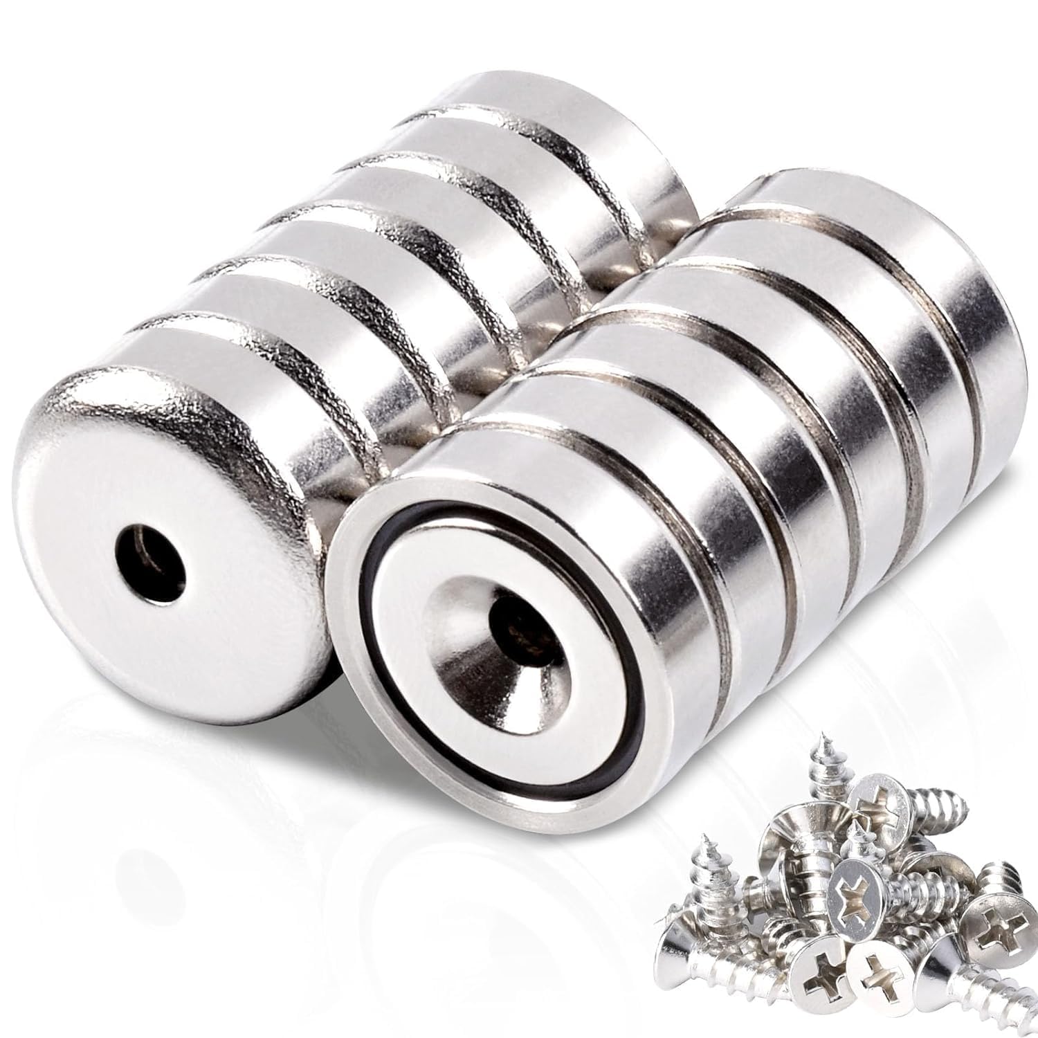 12Pcs Super Strong Neodymium Magnet Heavy Duty, Ring Rare Earth Magnets with Holes,Round Base Cup Countersunk Magnets for Craft Kitchen Wood DIY Holding Tools Hanging (16x5 Hole 3.5mm)