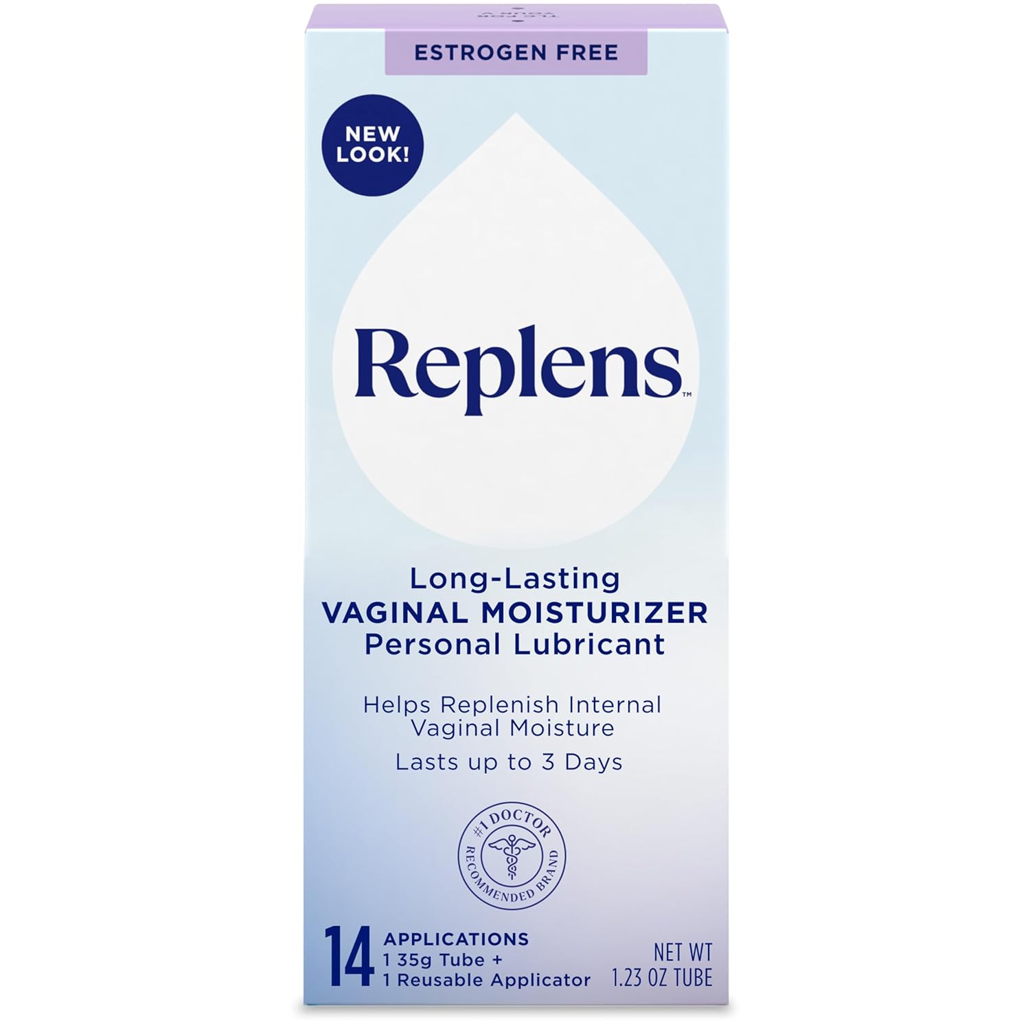 Replens Long Lasting Vaginal Moisturizer for Vaginal Dryness with Reusable Applicator, Doctor Recommended & Estrogen-Free, 14 Applications
