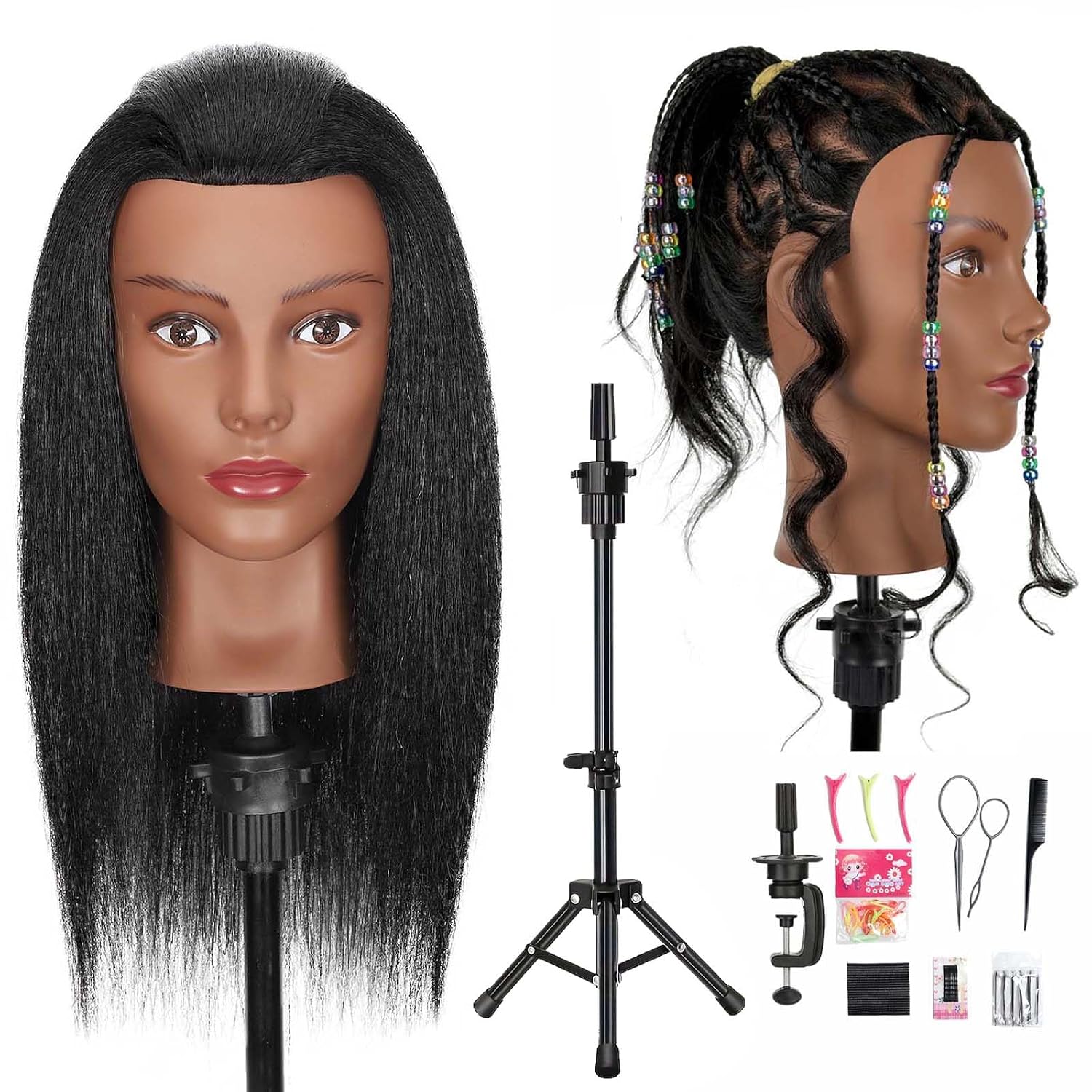 Opini 18" Mannequin Head 100% Human Hair for Hairdresser Practice Braiding