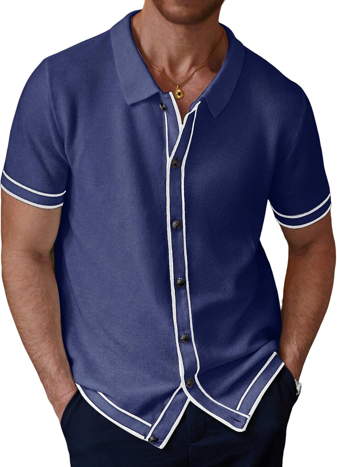 Zaitun Men's Lightweight Button-Down Shirt Summer Casual Shirt Relaxed Fit Wrinkle Resistant Top