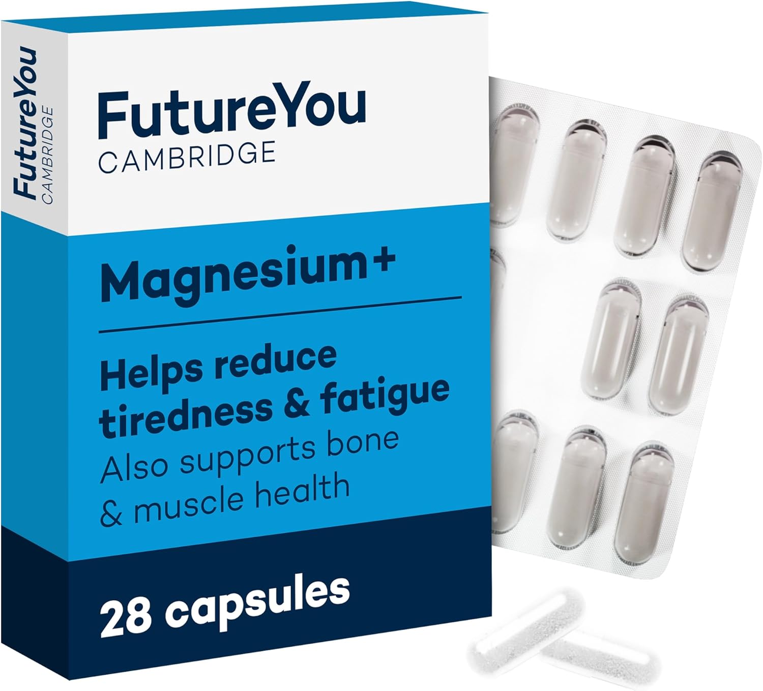 Magnesium+ 575mg Supplement – 28 High Strength Capsules – Magnesium Lactate & Vitamin B6 Health Supplements to Reduce Tiredness & Support Bone Health – Supplements by FutureYou Cambridge