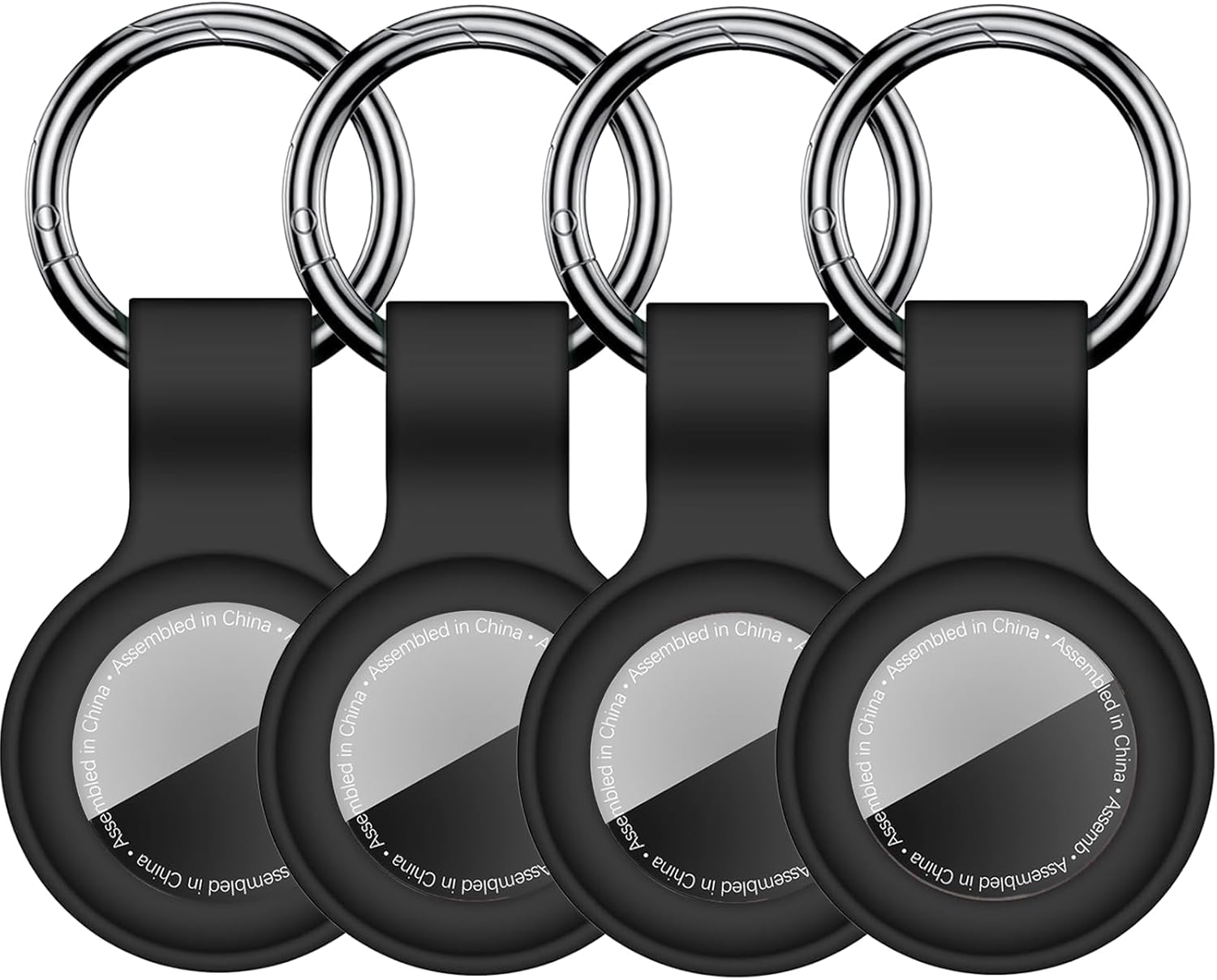 [4 Pack] for AirTag Holder Keychain Case Silicone for Air Tags Key Ring Cases Tags Chain GPS Item Finders Accessories, for Bags, Luggages,Backpacks, Black