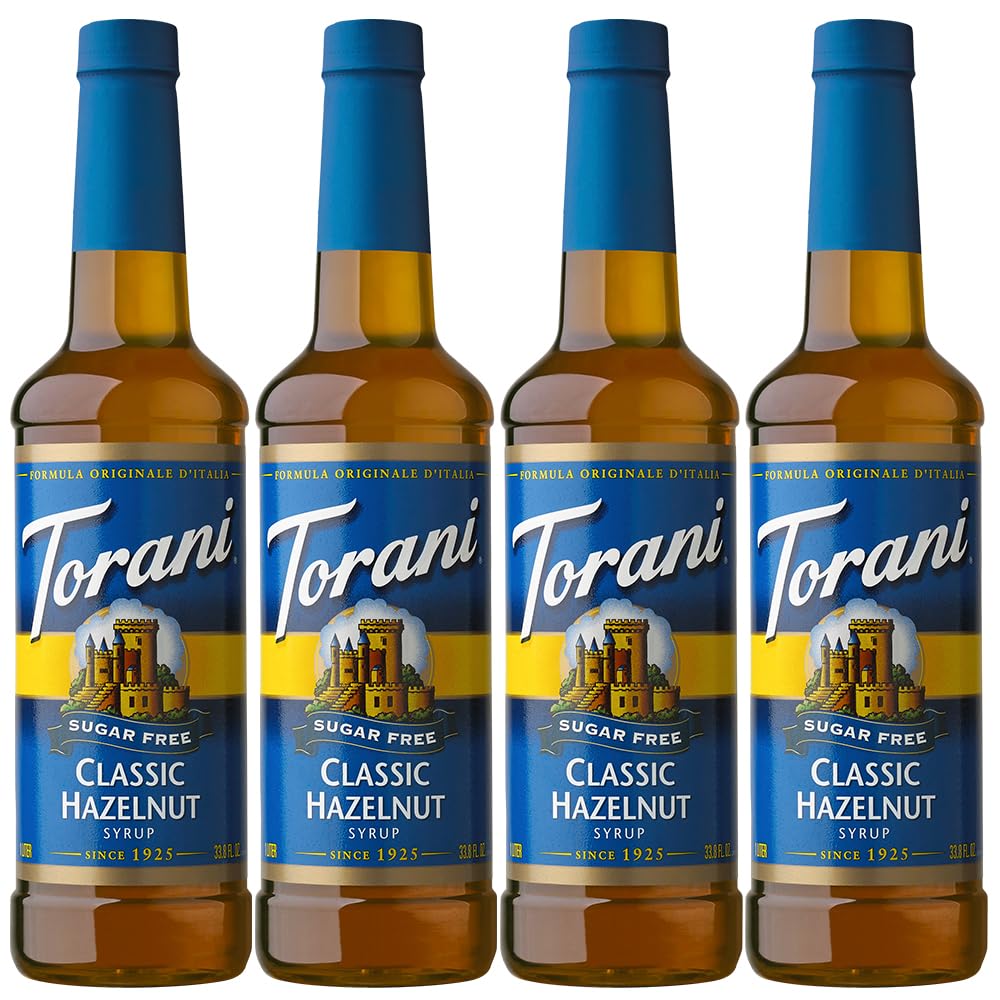 Torani Sugar Free Syrup, Classic Hazelnut, 25.4 Ounces (Pack of 4)