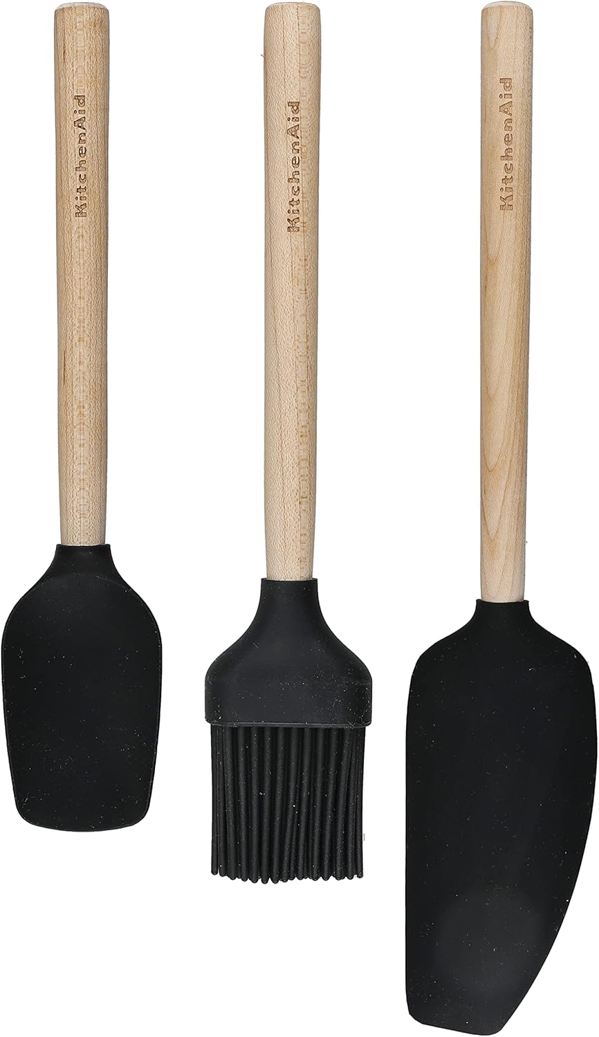 KitchenAid 3-Piece Bamboo Baking Set with Spoon Spatula, Pastry Brush and Mixer Spatula